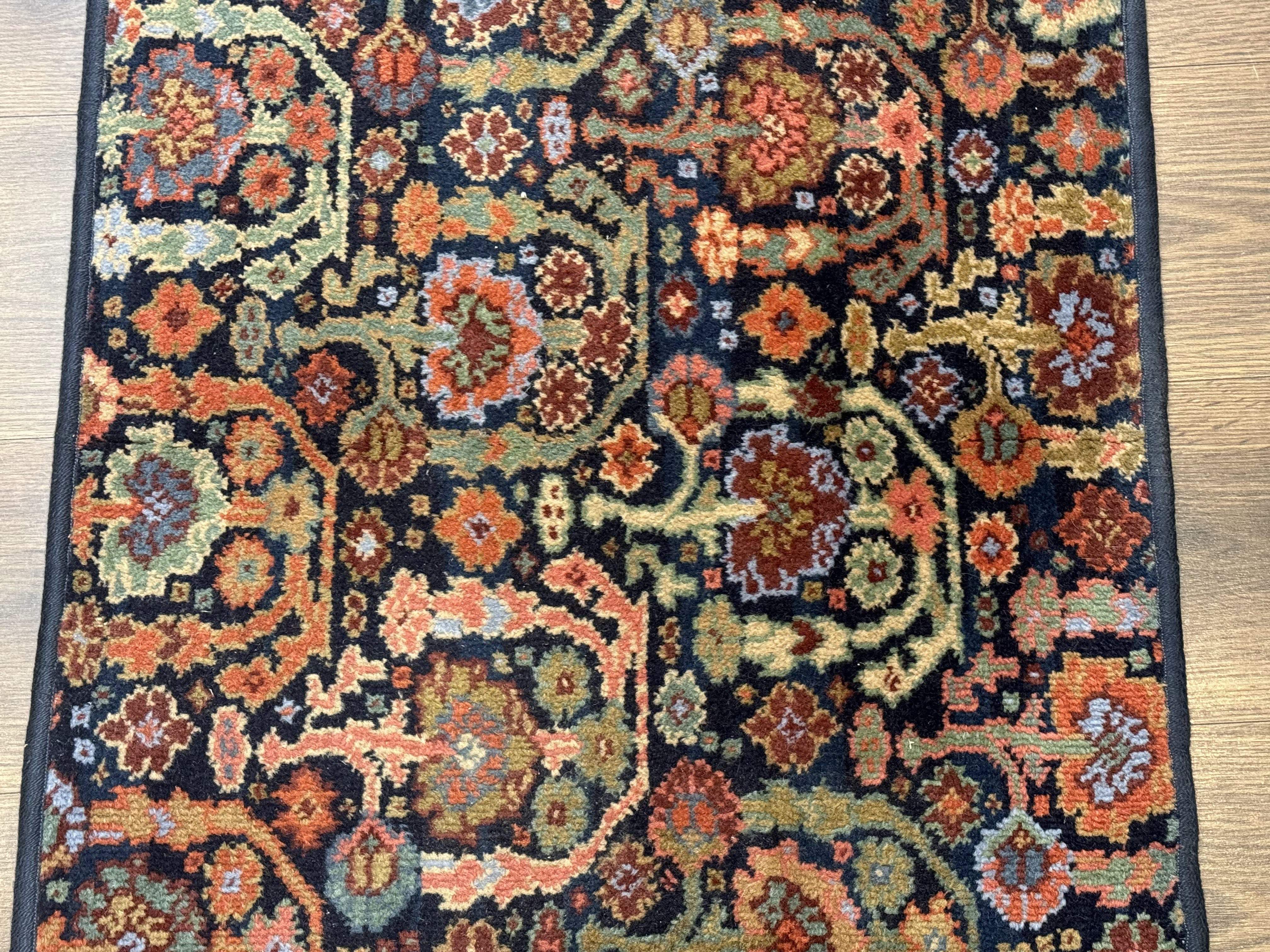 Small Wool Karastan Rug 2 x 2.5, Navy Blue, Vintage - Jewel Rugs