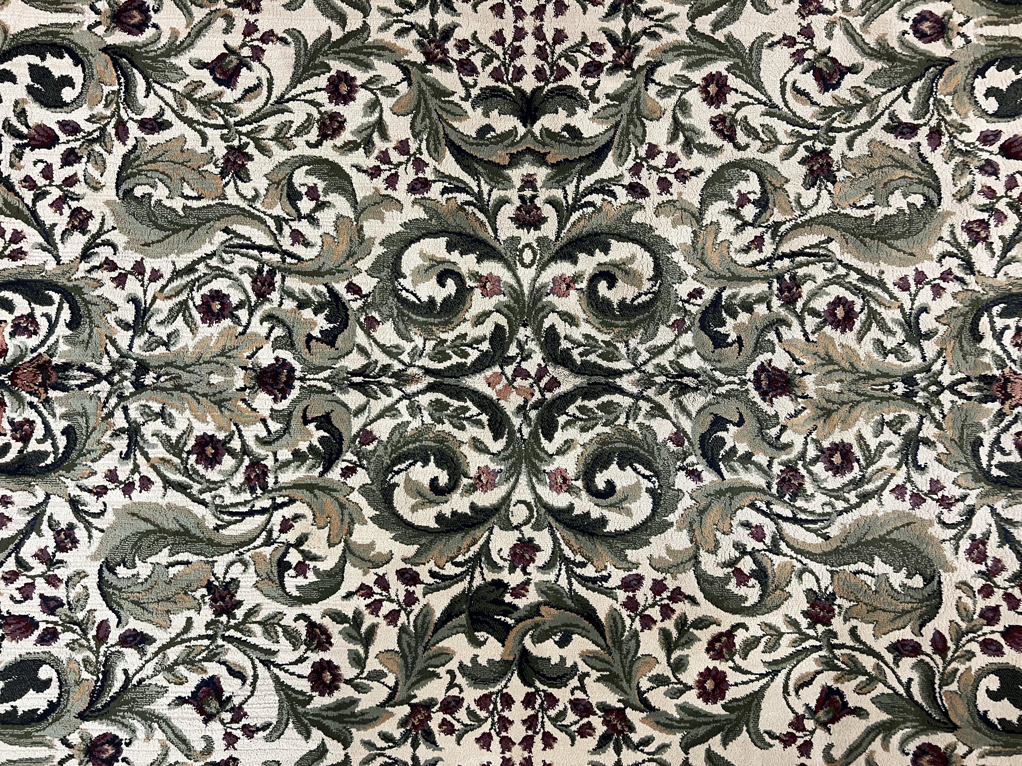 Oriental Rug 8x11, Floral Pattern, Ivory and Black - Jewel Rugs