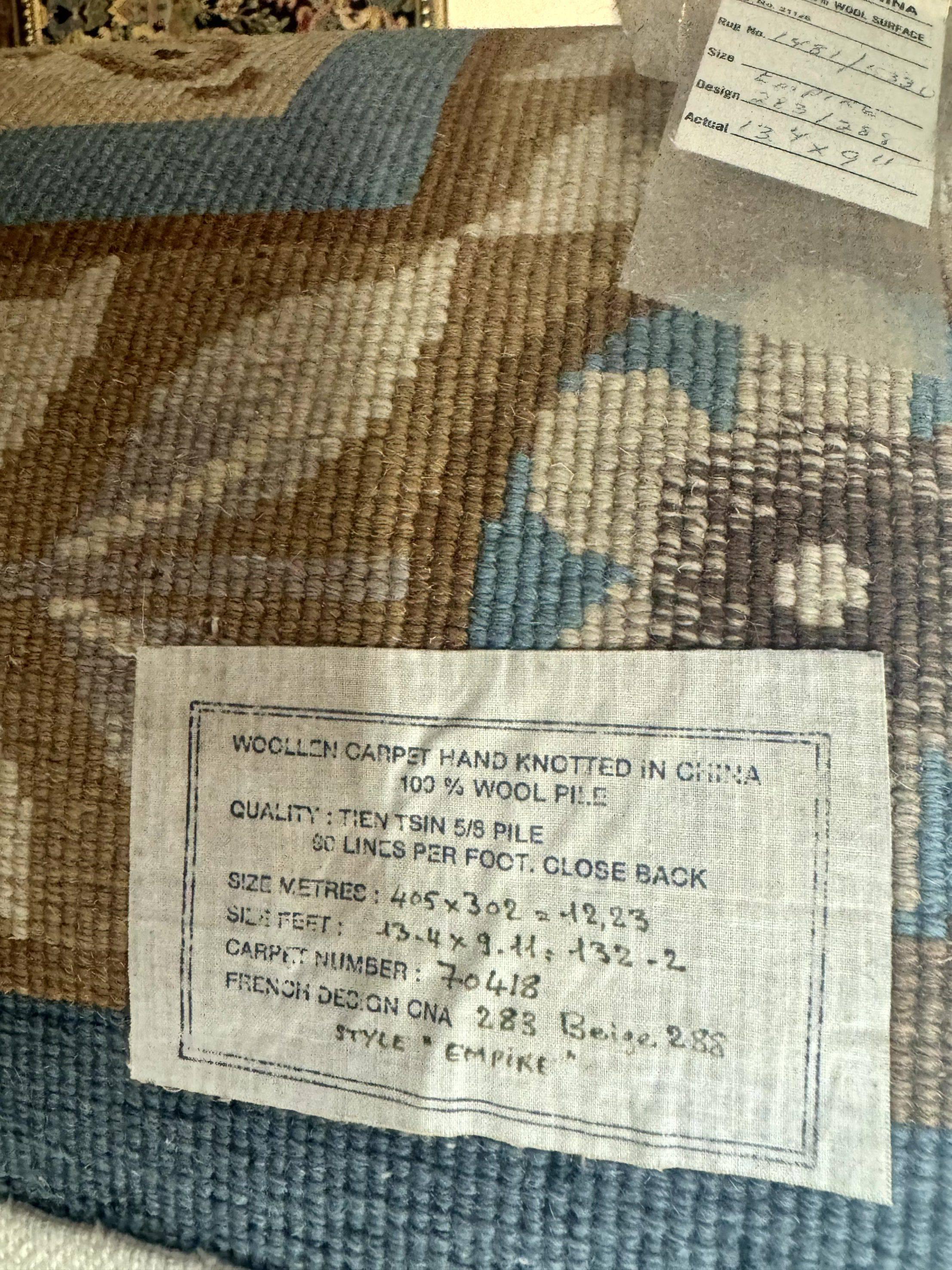 Chinese Aubusson Wool Rug 10x13, European Panel Design, Elegant Carpet, Vintage Handmade Plush Wool Pile Carpet, 90 Line Rug, Tan - Jewel Rugs