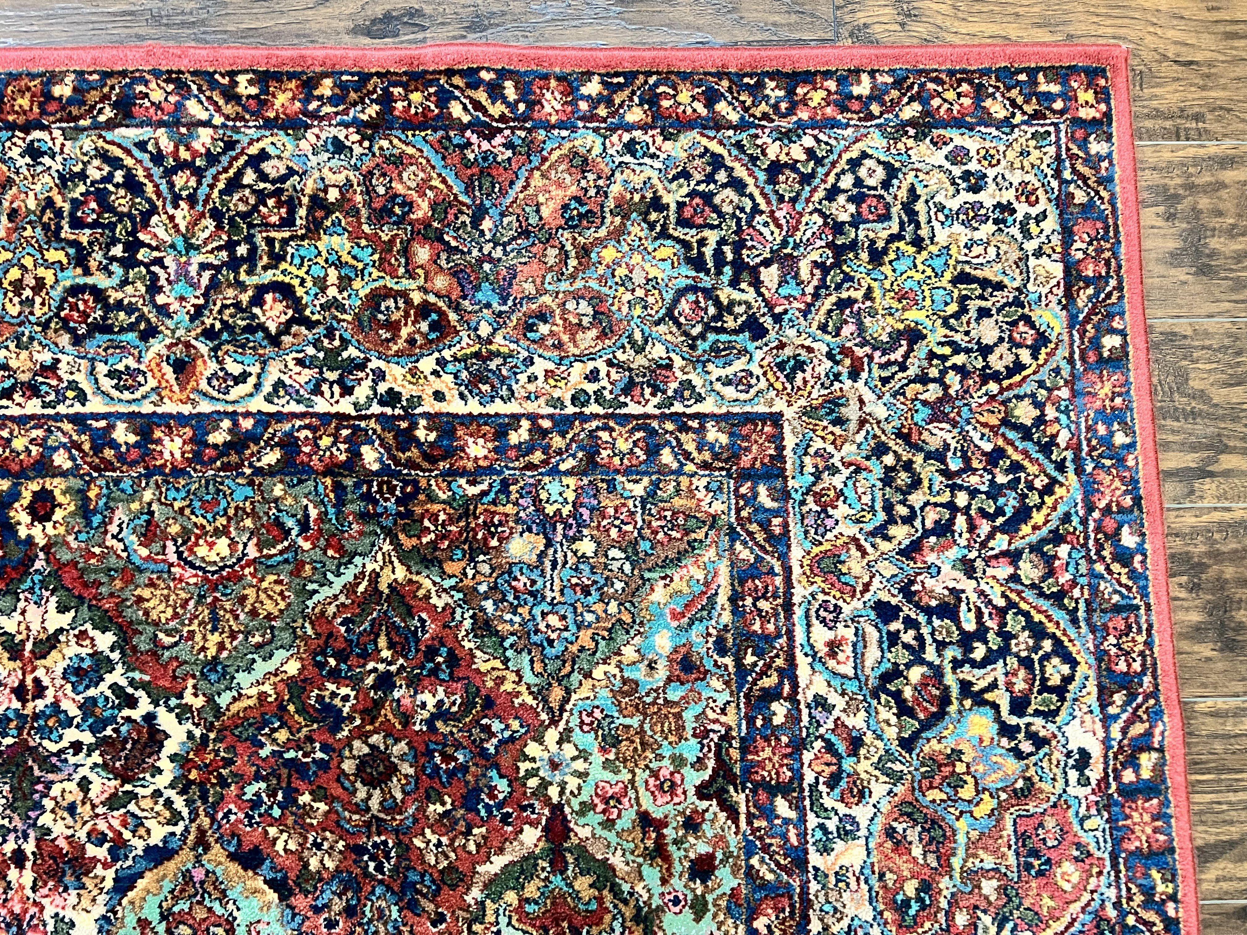 Karastan Multicolor Panel Kirman Rug #717, Square Wool Karastan Rug 9x9 ft, Wool Karastan Carpet, Original 700 Series, Rare Size 9 x 9 - Jewel Rugs