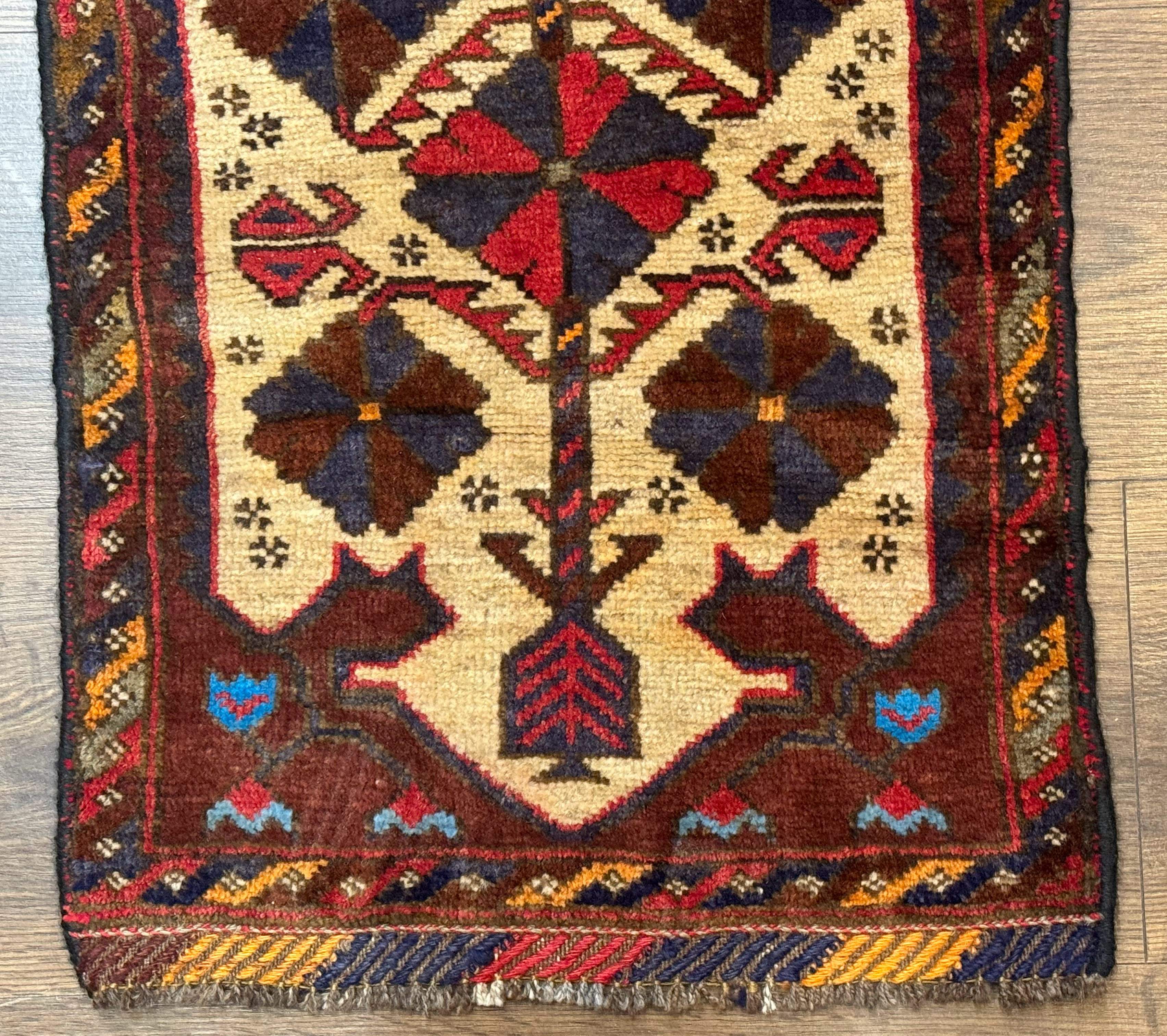 Small Persian Baluchi Tribal Rug, Tan, Handmade - Jewel Rugs