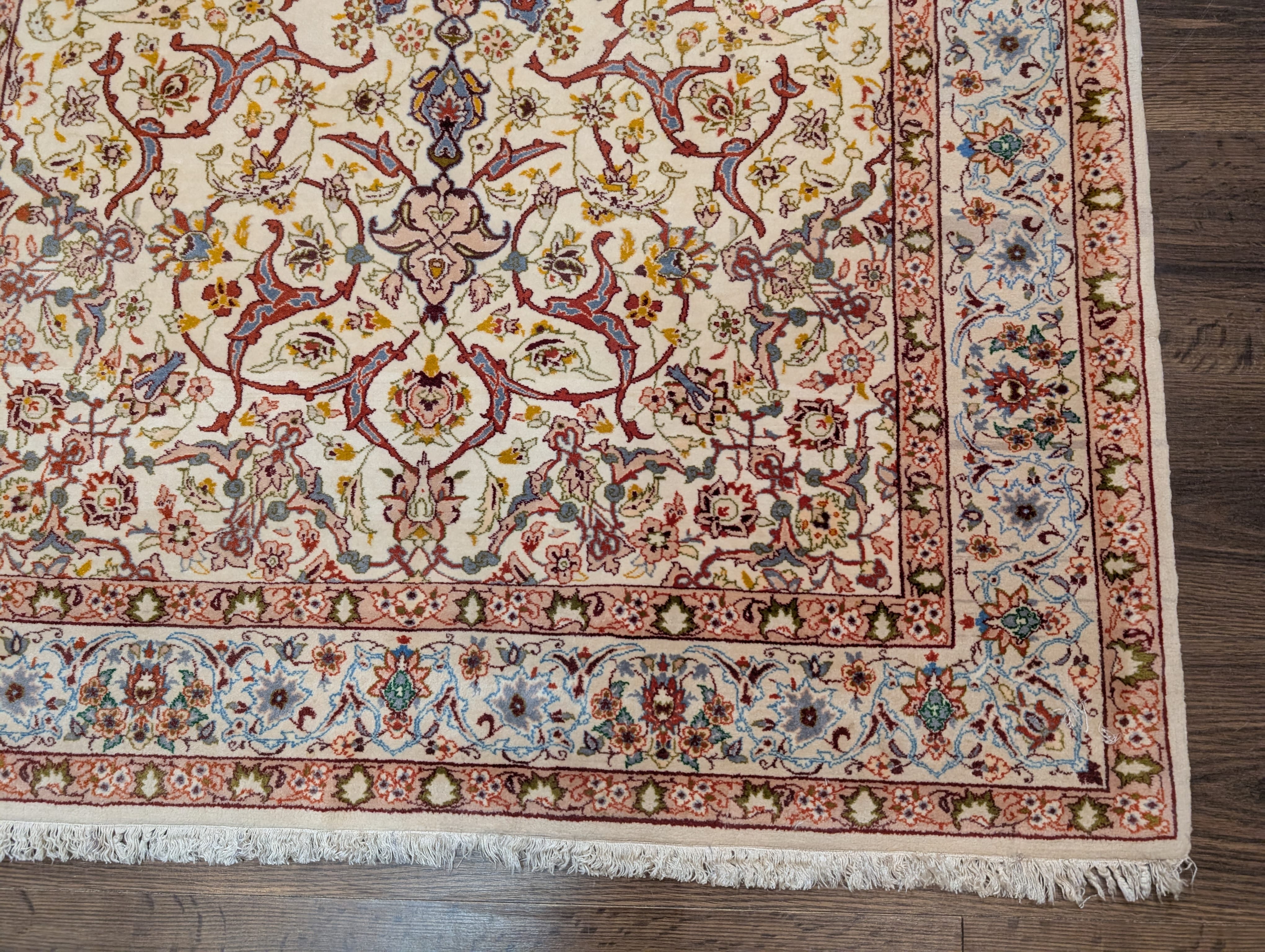 Persian Rug 4x6, Isfahan Rug, Very Fine 600 KPSI, Ivory, Hand Knotted, Silk Foundation - Jewel Rugs
