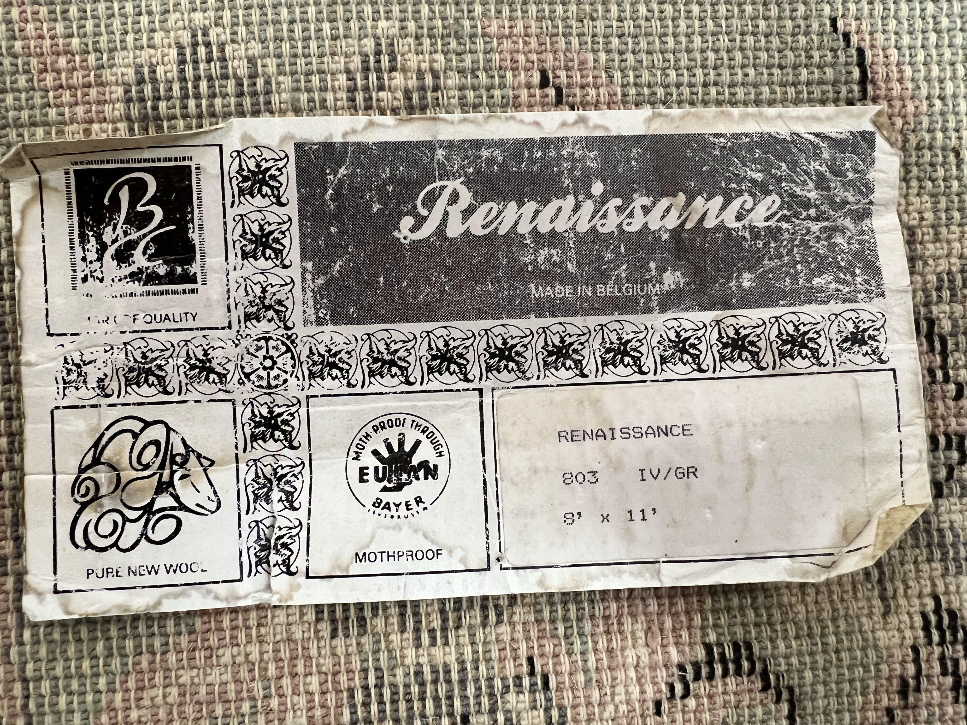 Belgium Power Loomed Rug 8x11, Ivory and Green, Wool Carpet, Floral - Jewel Rugs