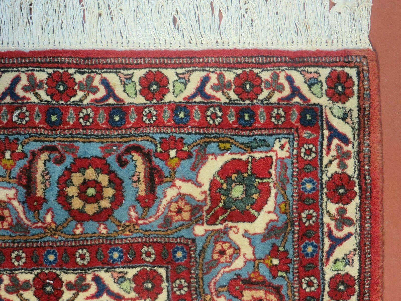 Navy Blue Antique Persian Rug 7x11, Veramin Mina Khani Repeated Allover Pattern, Vintage Authentic Hand Knotted Handmade Wool Room Sized Carpet - Jewel Rugs