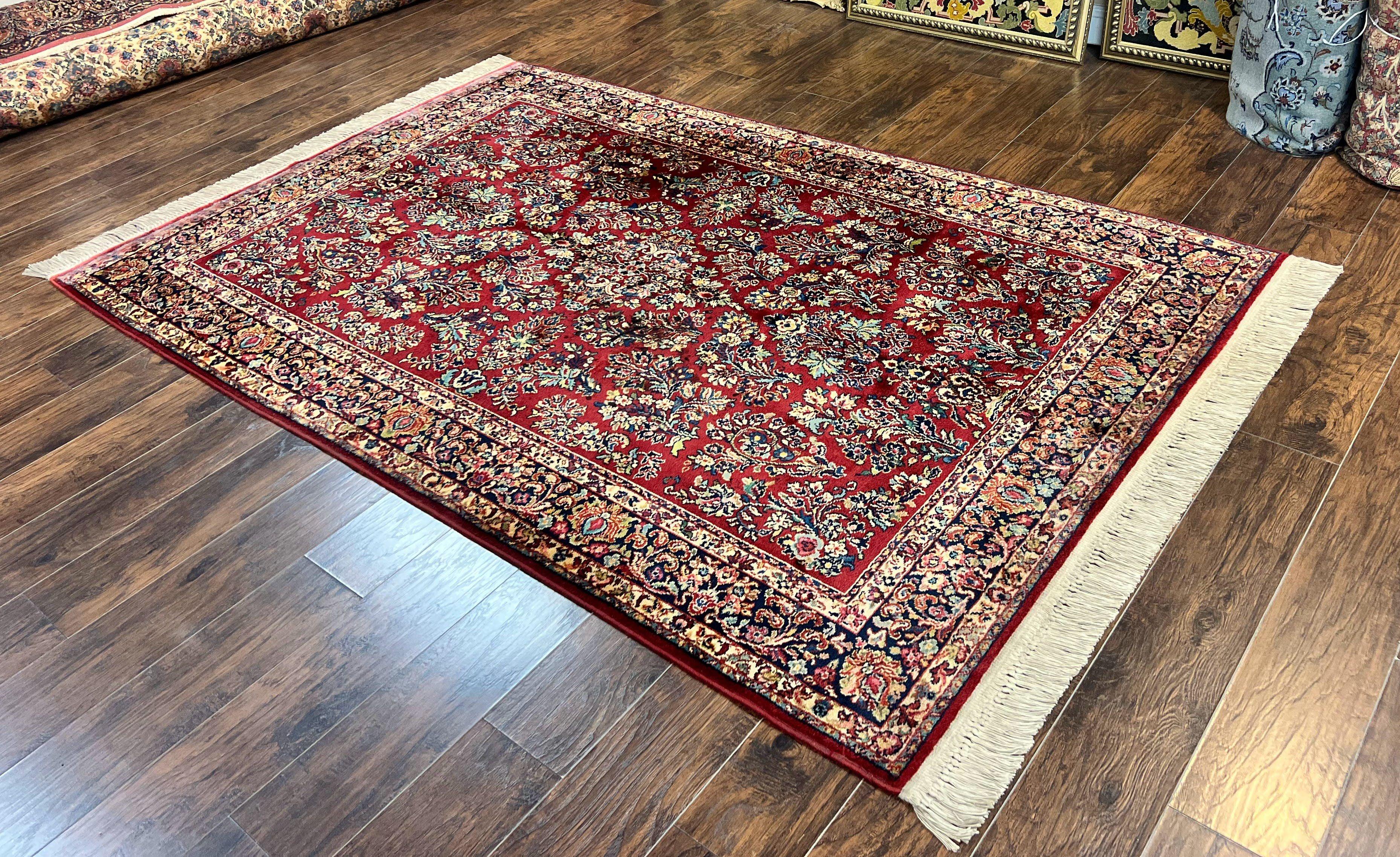 Karastan Rug 5.9 x 9 Red Sarouk #785, Wool Karastan Carpet, Original 700 Series, Vintage Karastan Oriental Rug Discontinued - Jewel Rugs