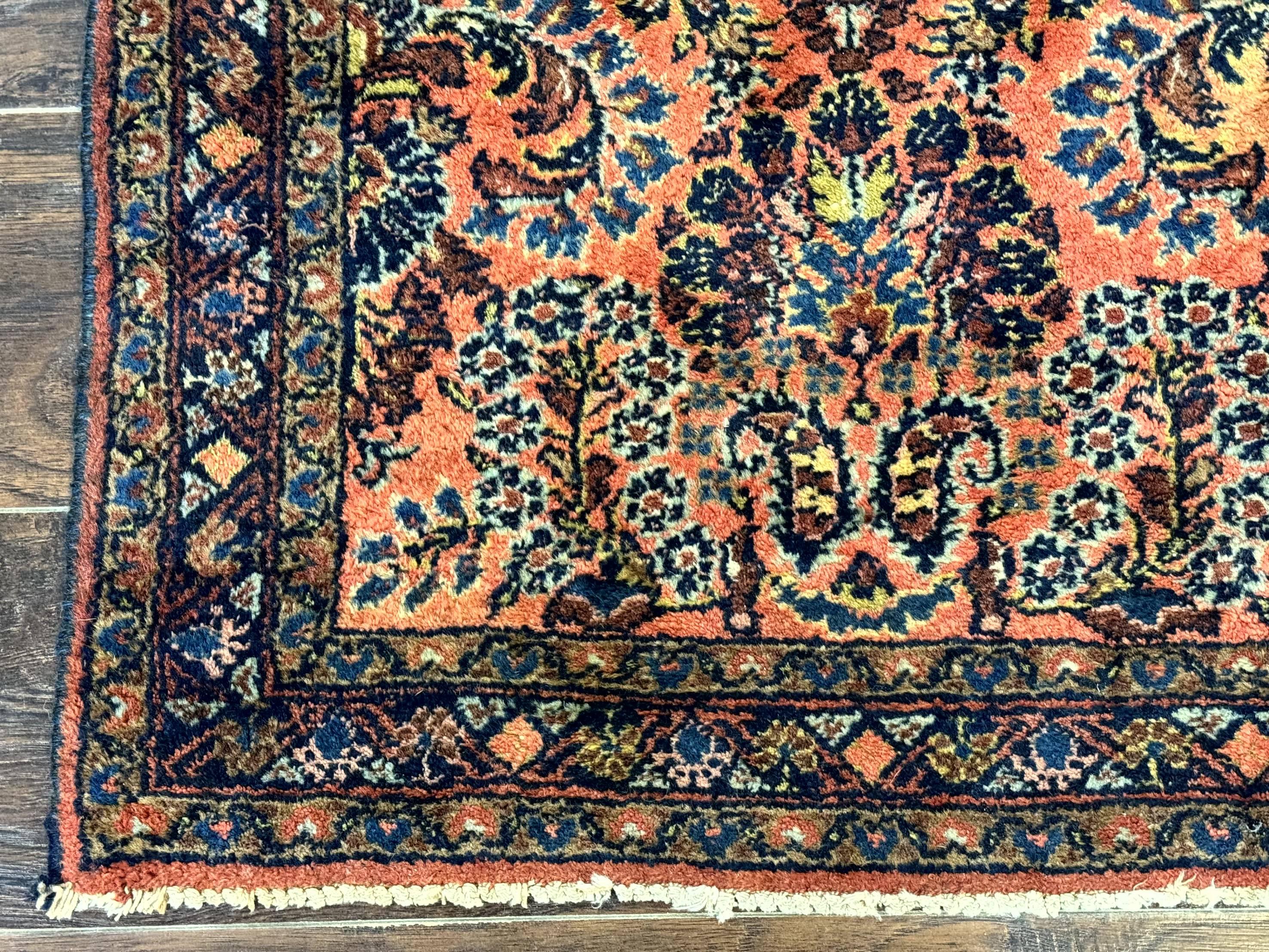 Antique Persian Lilihan Rug 2x4, Red, Floral, Wool, Handmade Lilian Persian Carpet - Jewel Rugs
