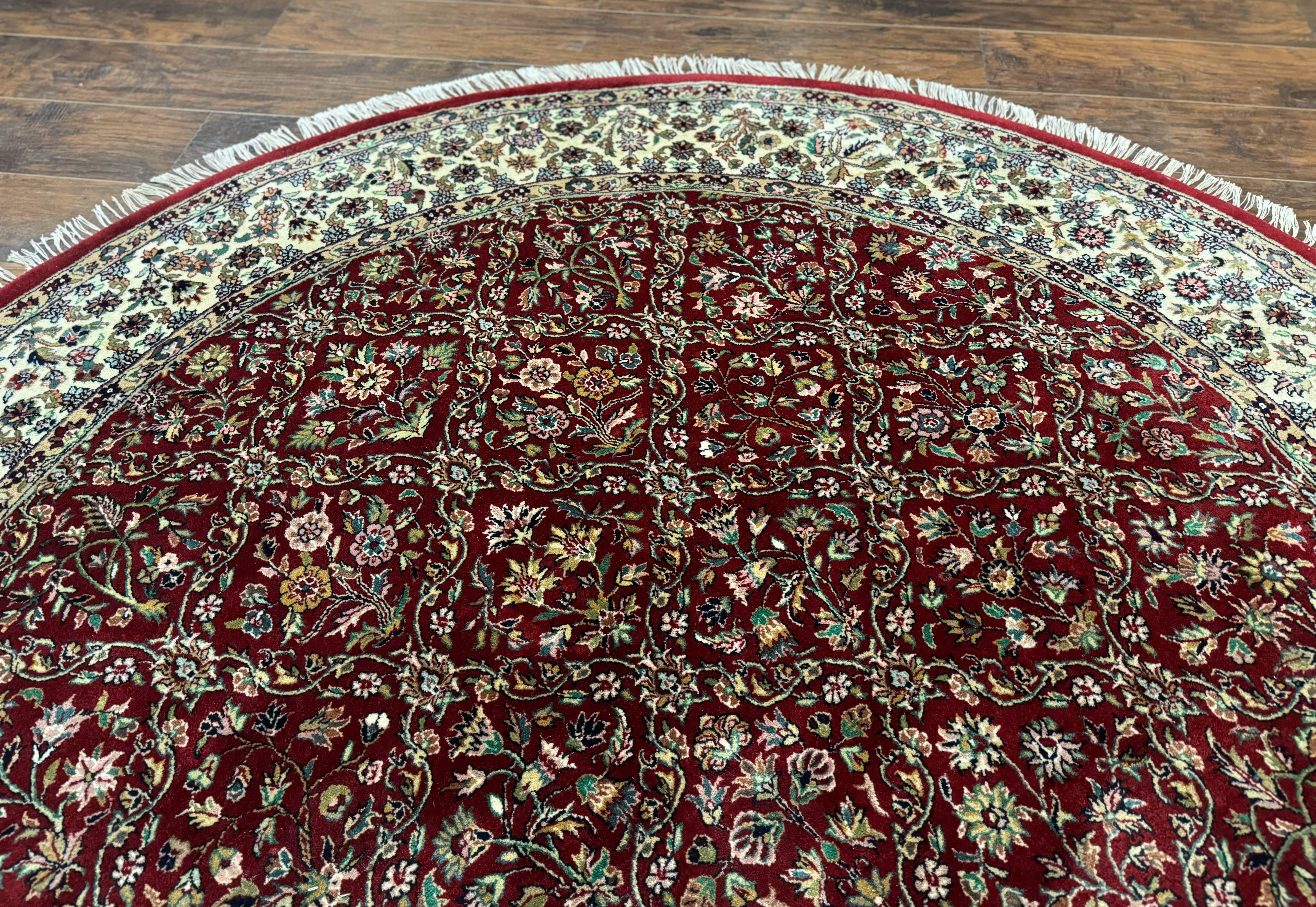 Indo Persian Round Rug 7x7, Wool, Vintage, Handmade, Large Round Oriental Carpet - Jewel Rugs