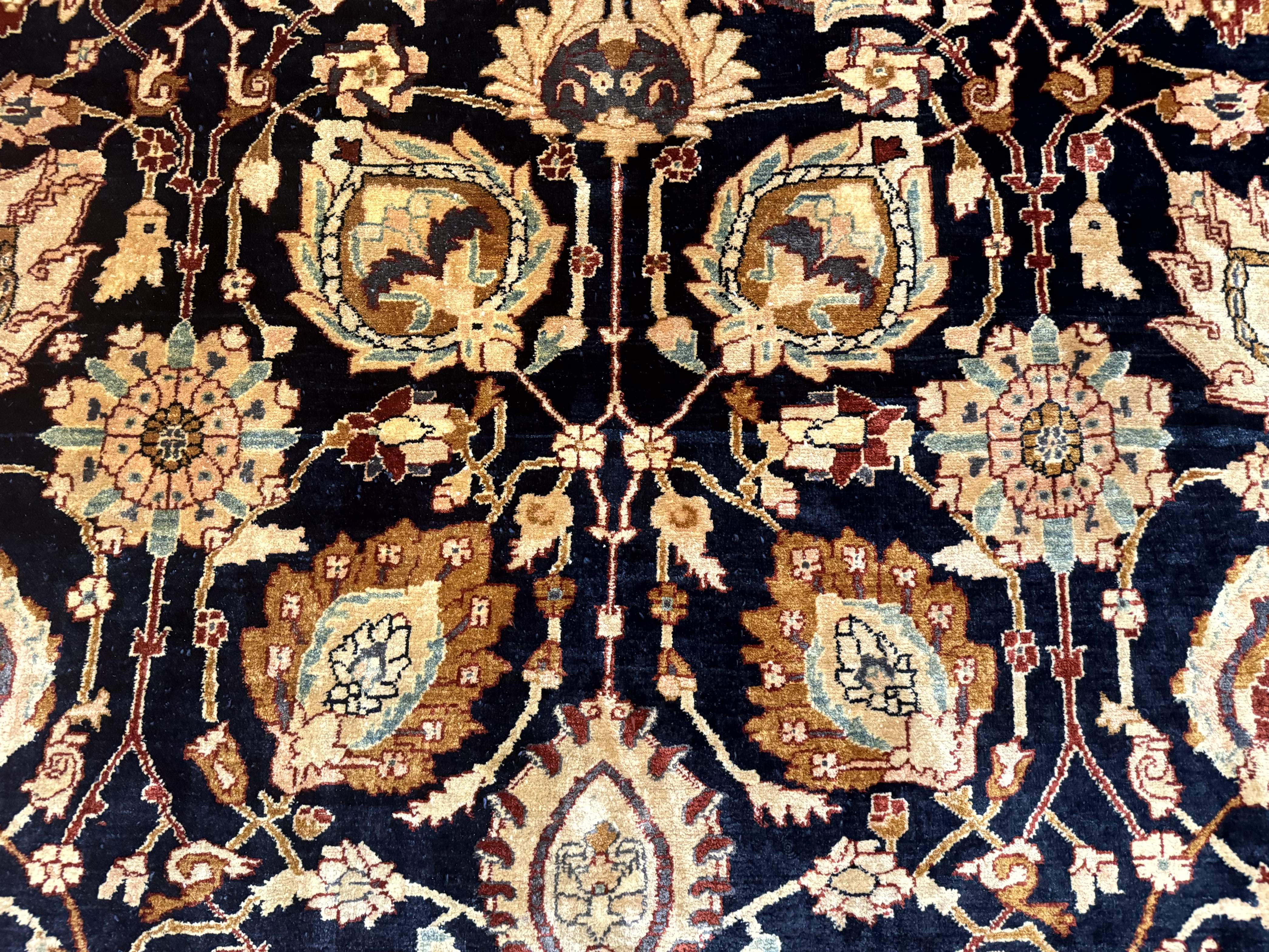 Pak Persian Bidjar Rug 10x13, Midnight Blue and Tan Pakistani Carpet - Jewel Rugs