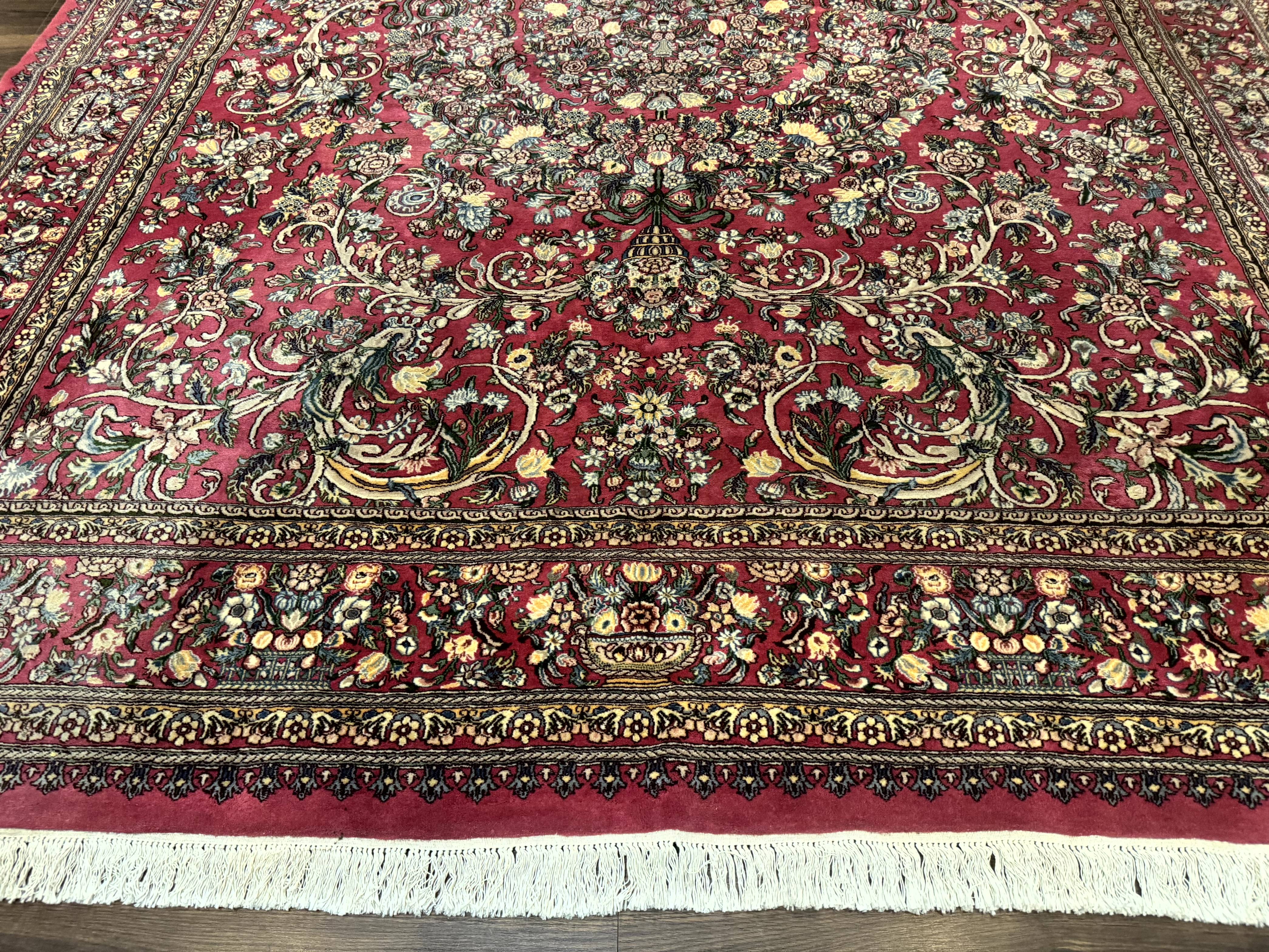 Sino Persian Rug 9x12, Fine 290 KPSI, Rose-Red, Floral Allover - Jewel Rugs