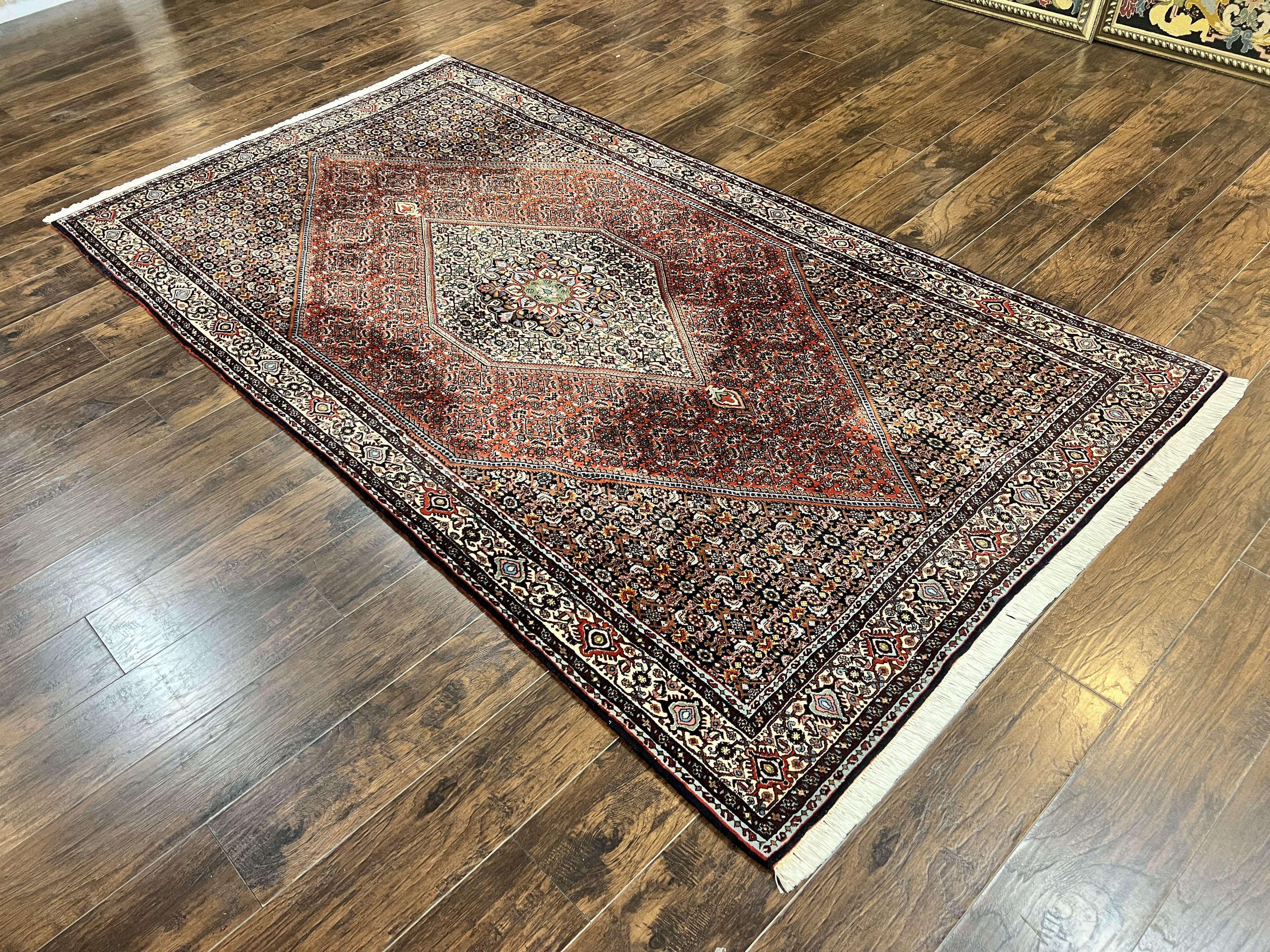 Persian Bidjar Rug 5x10, Wool Hand Knotted Vintage Carpet, Highly Detailed, Mahi Herati Pattern, 5 x 10 Oriental Rug - Jewel Rugs