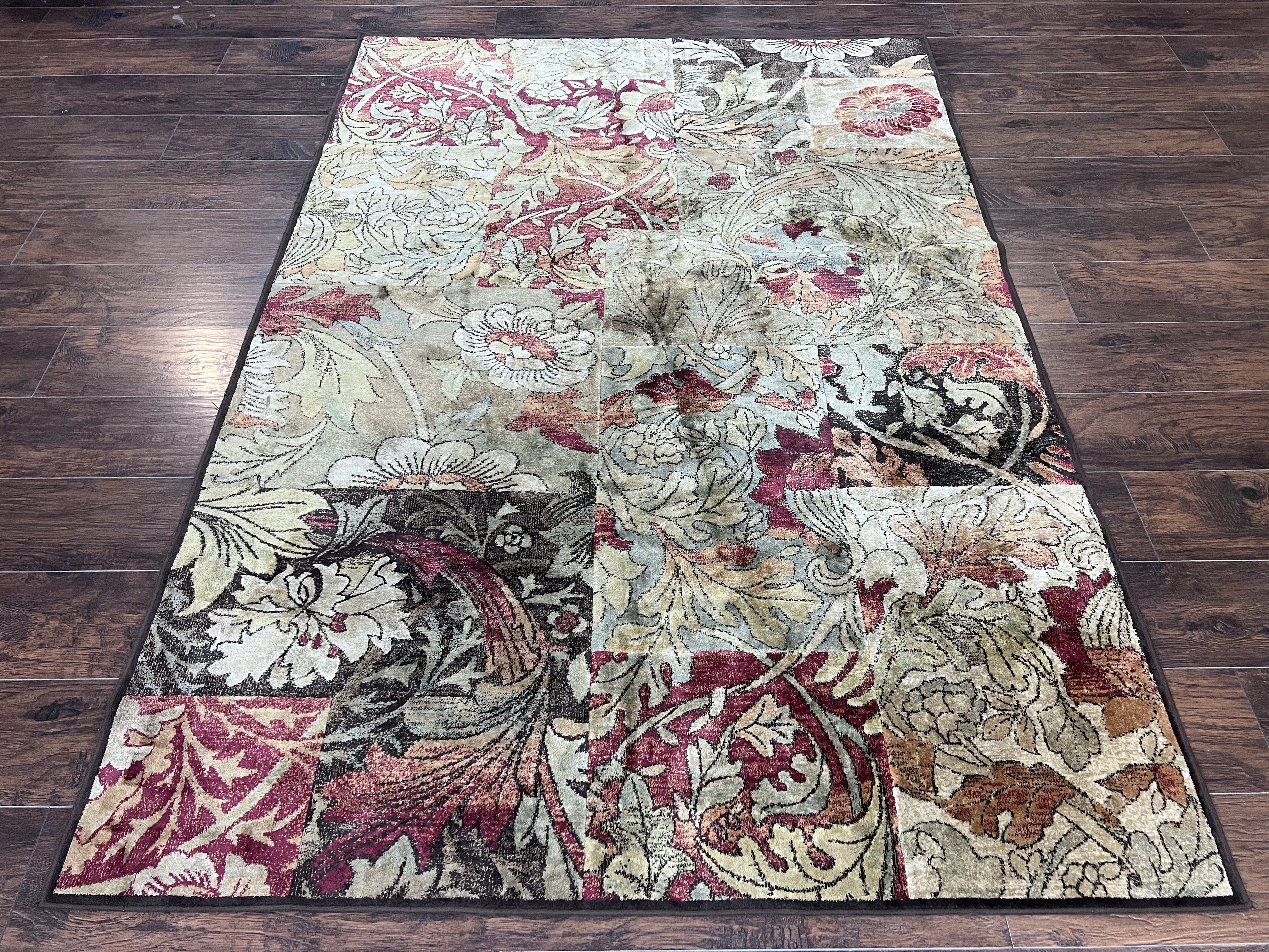Modern Abstract Area Rug 5x7, Floral Design, Contemporary Carpet 5 x 7, Multicolor - Jewel Rugs