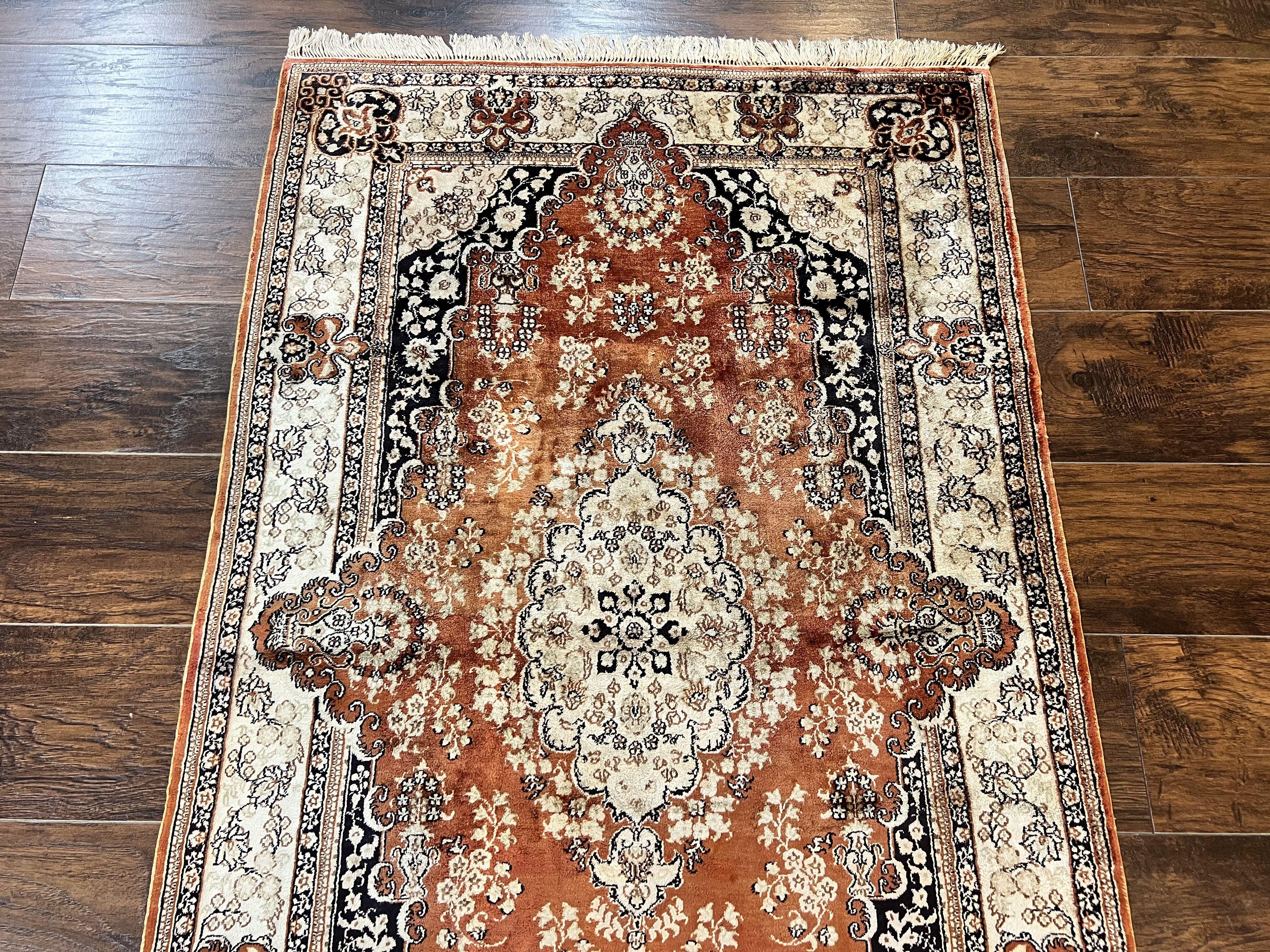 Turkish Silk Rug 3x5, Very Fine 400 KPSI, Floral Medallion, Handmade Hand Knotted Silk on Silk Oriental Carpet - Jewel Rugs