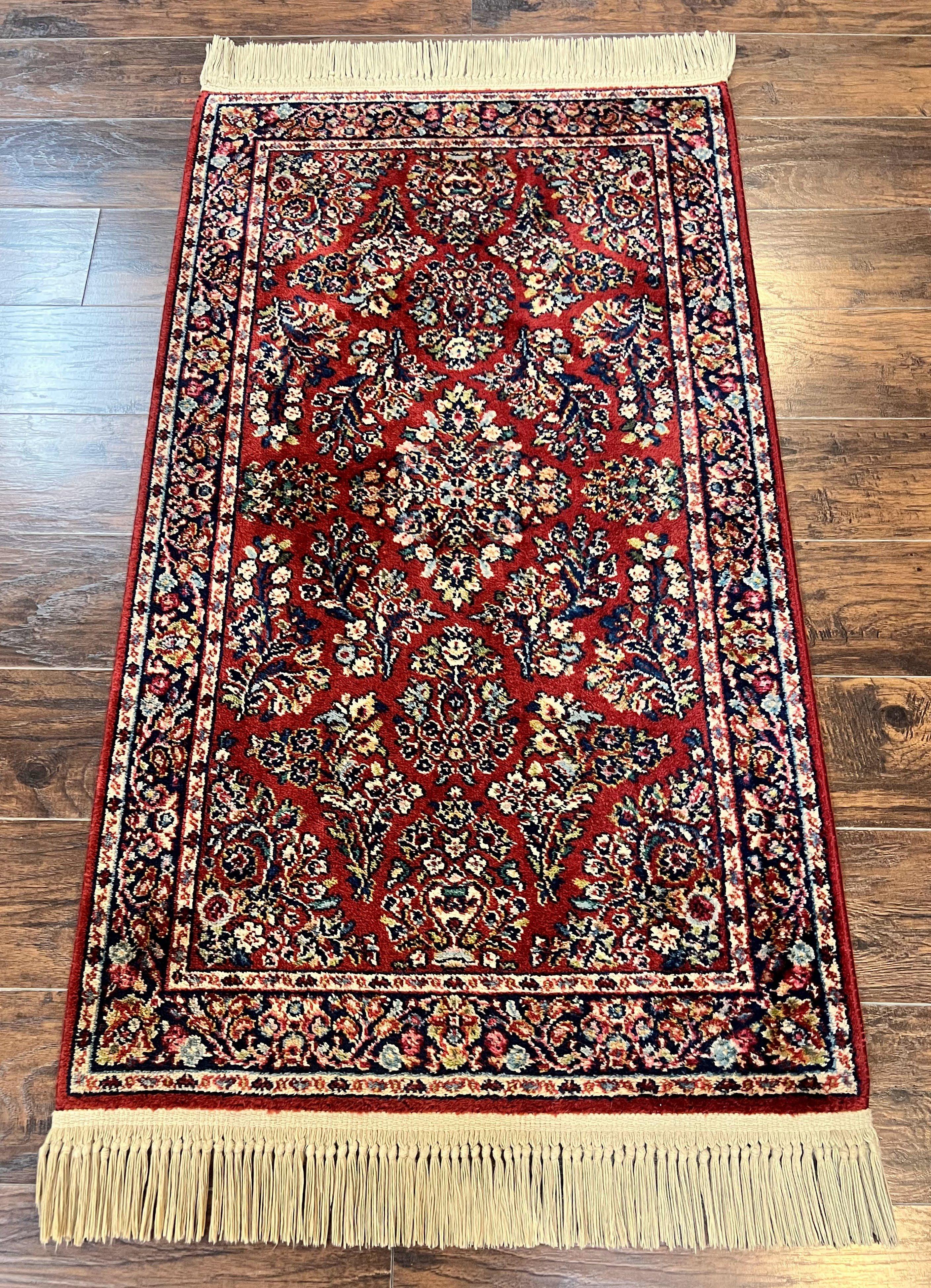 Karastan Red Sarouk Rug #785, Small Karastan Wool Pile Rug 3x5 ft, Original 700 Series, Discontinued Vintage Karastan Carpet - Jewel Rugs