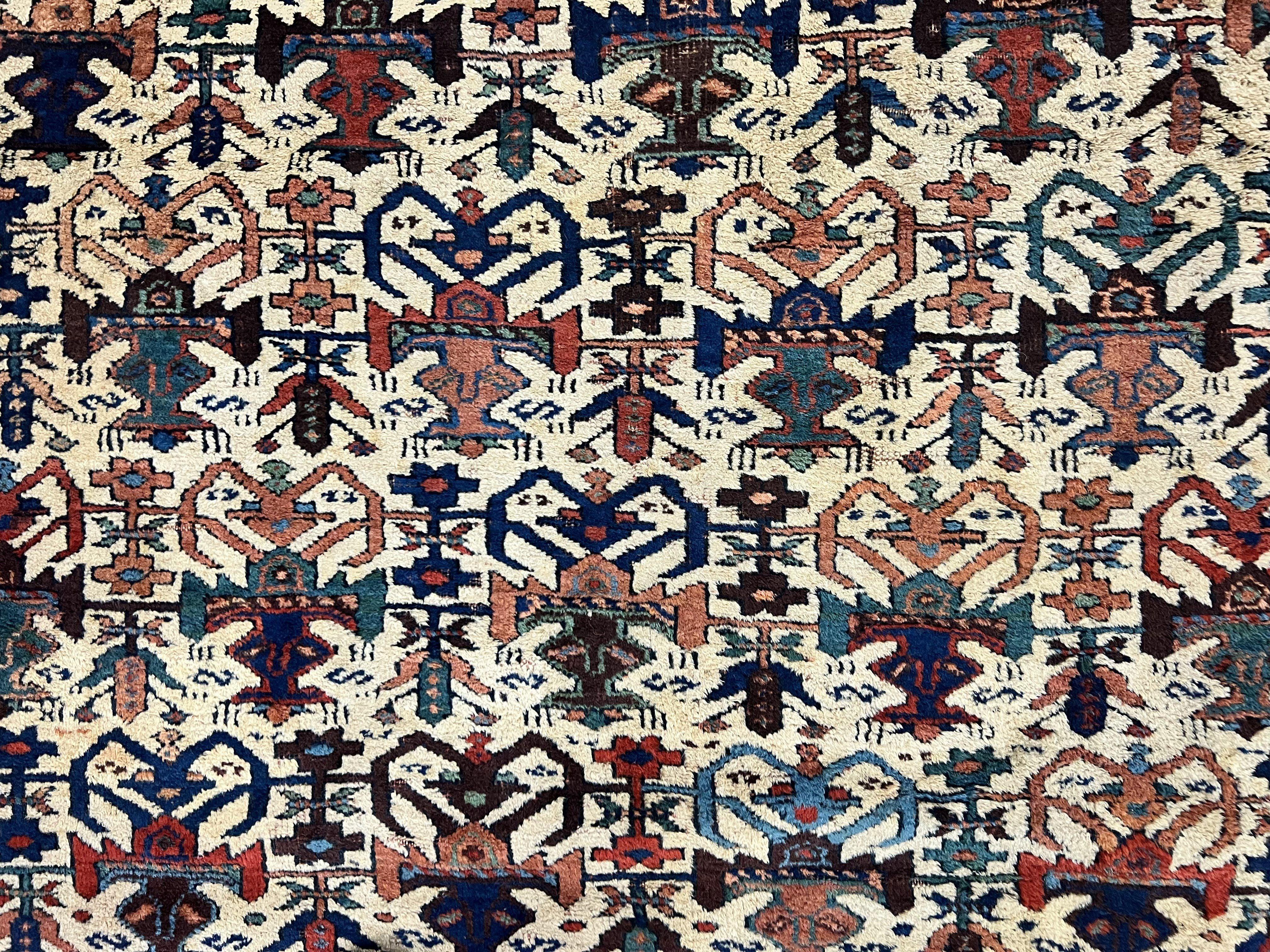 Persian Afshar Rug 5x6, Allover Repeated Motif, Wool Tribal Carpet, Handmade Semi Antique Rug - Jewel Rugs