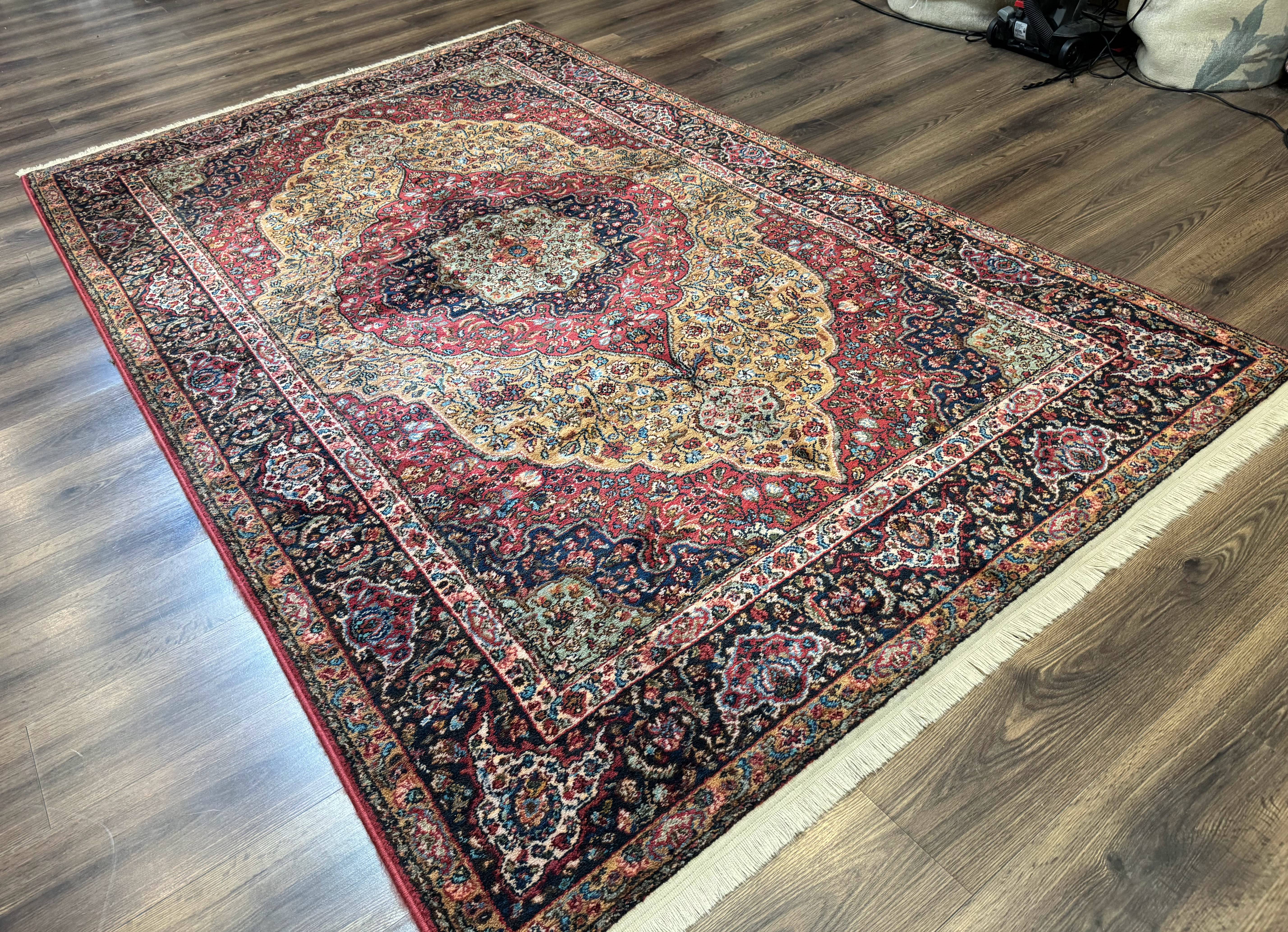 Karastan Rug 5.9 x 9 Medallion Kirman #700/718, Original 700 Series, Wool, Discontinued, Vintage - Jewel Rugs