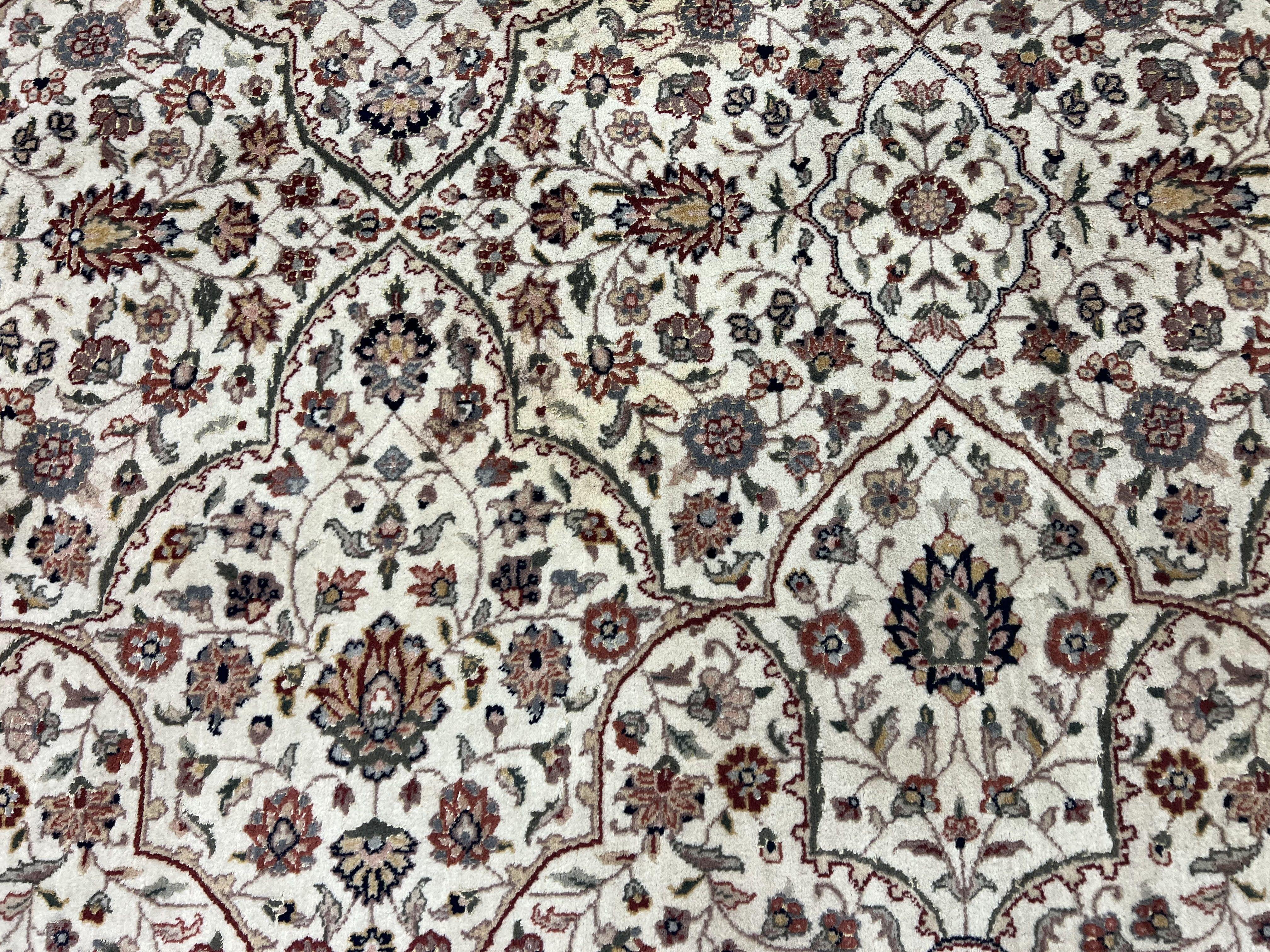 Large Pak Persian Rug 11x15, Oversized Oriental Carpet, Palace Size 11 x 15 ft, Floral Allover, Ivory Taupe, Handmade Wool Vintage Area Rug - Jewel Rugs