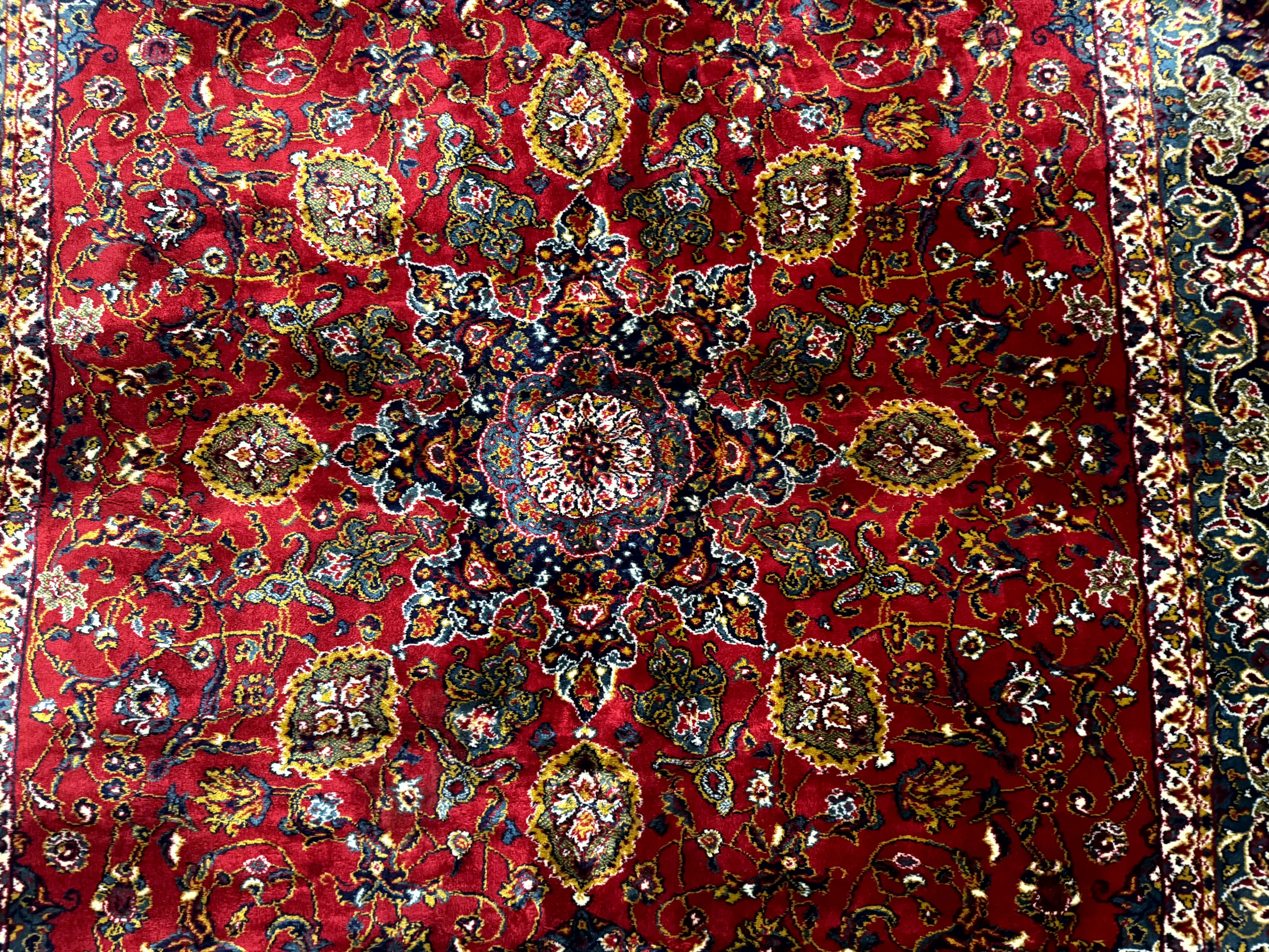 Red Persian Rug 6x9, Medallion Carpet, Ardebil Design, Vintage Belgium Power Loomed Carpet - Jewel Rugs
