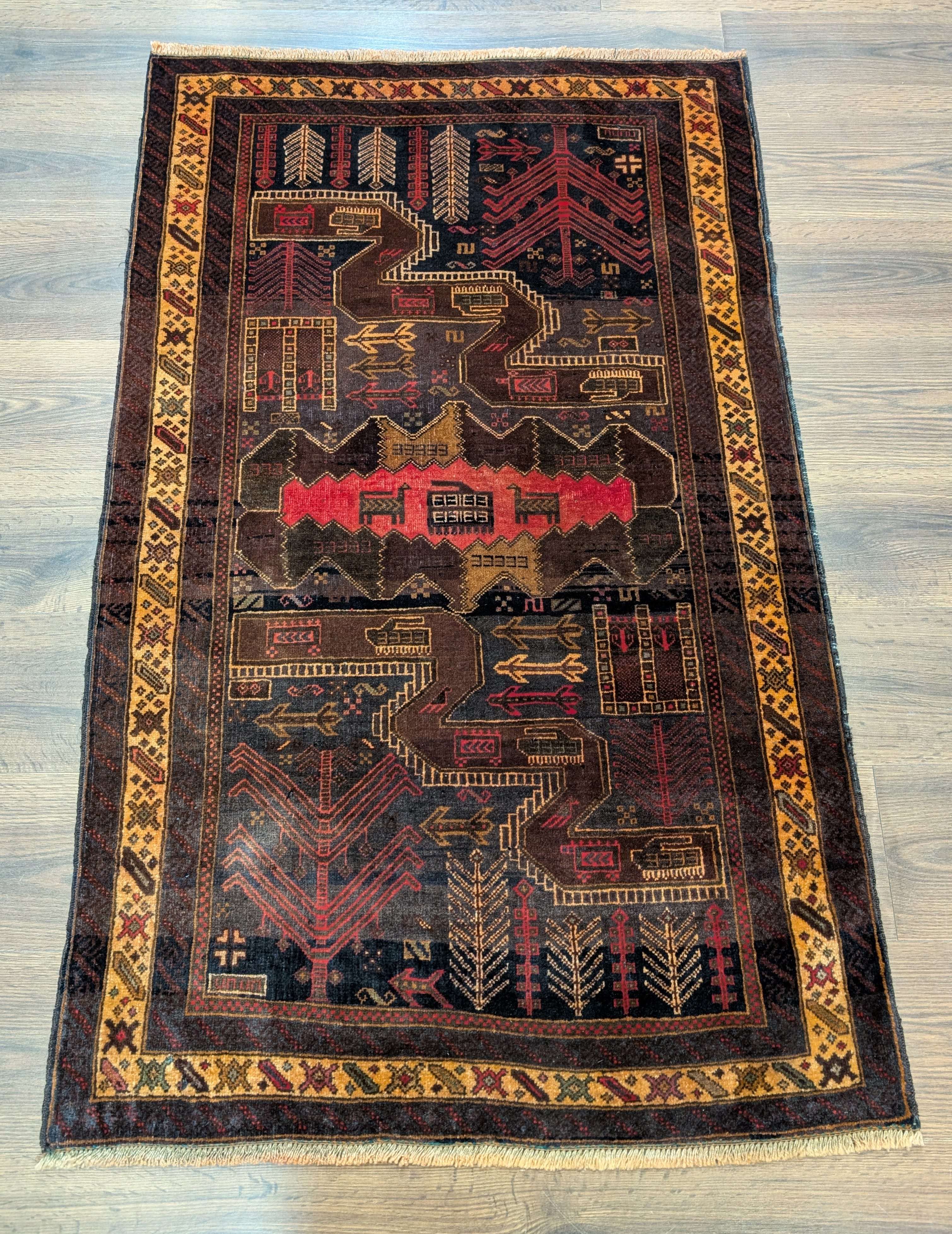 Afghan War Rug 3x5, Tanks, New, Baluchi Rug, Handmade - Jewel Rugs