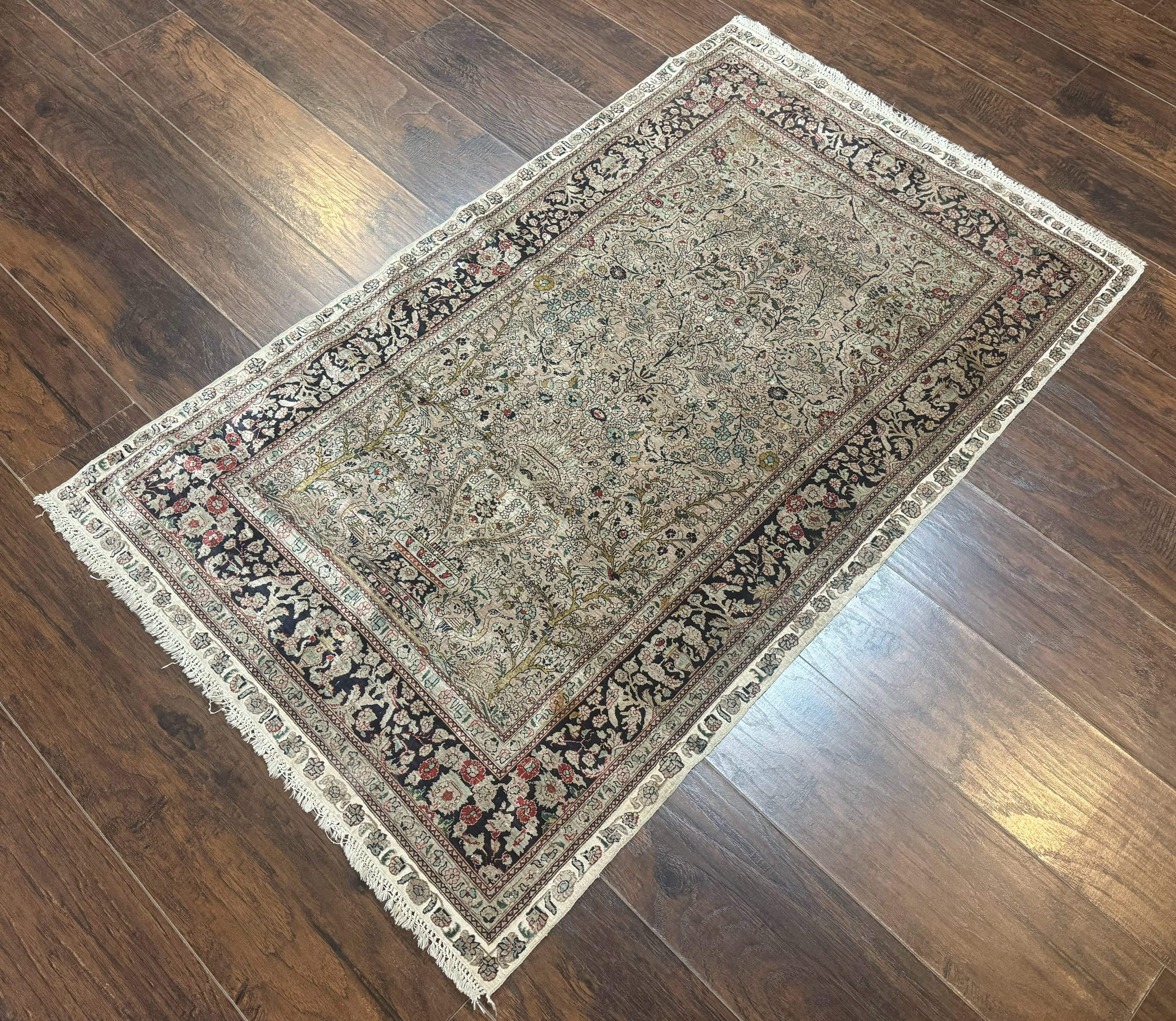 Sino Persian Silk Tree of Life Rug 3x5, Very Fine 550 KPSI, Taupe - Jewel Rugs