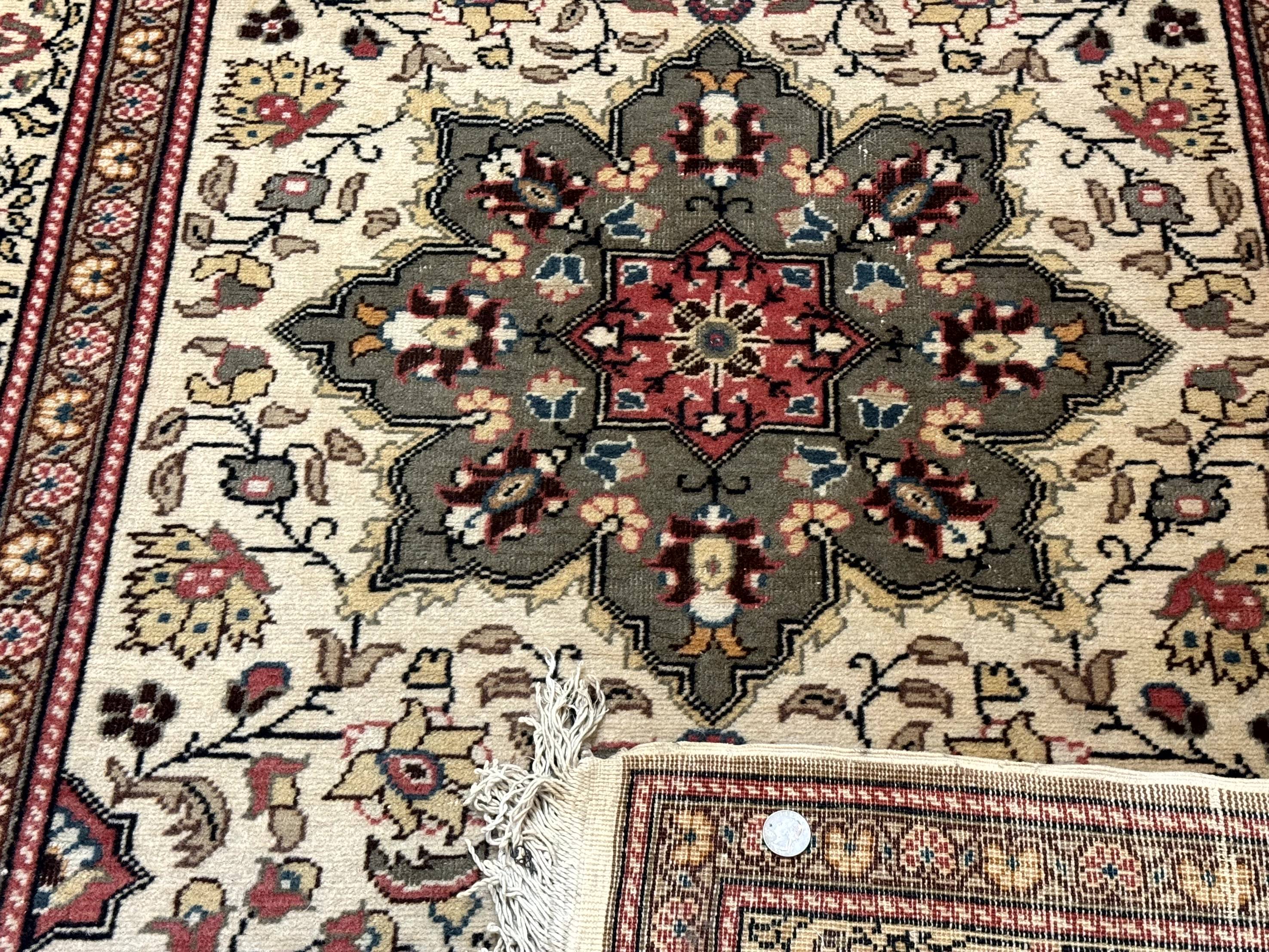 Turkish Sivas Rug 4x6, Floral Medallion, Beige Pink-Red Green, Handmade - Jewel Rugs
