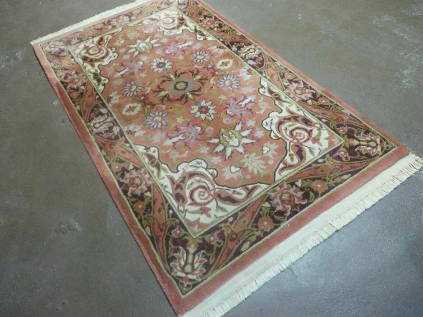 Chinese Wool Rug 3x5 Vintage Handmade Oriental Carpet Floral Medallion - Jewel Rugs
