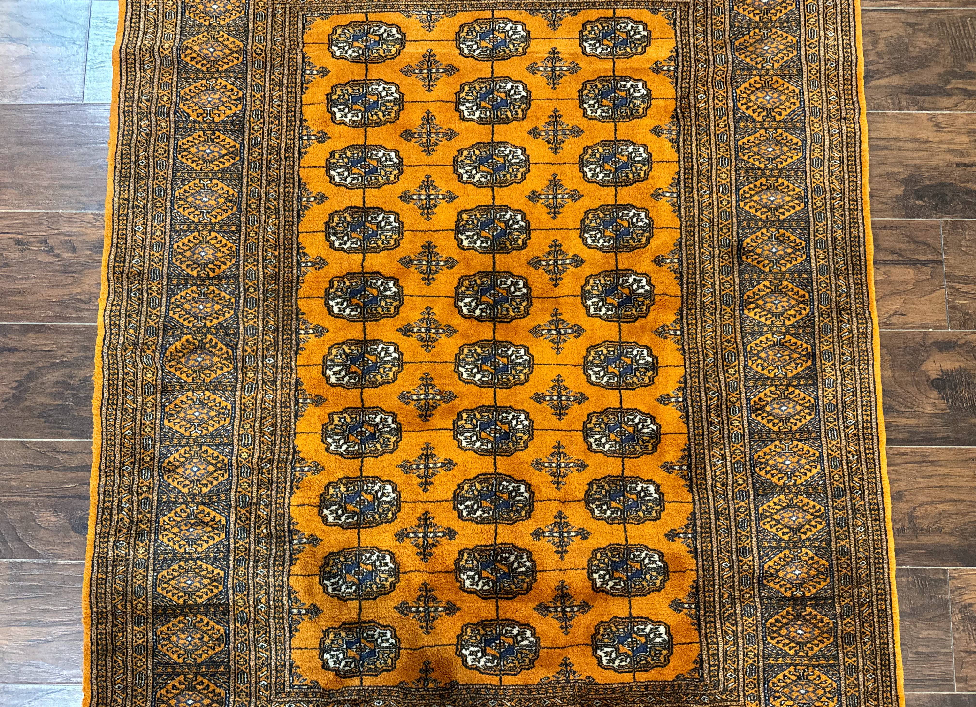 Pakistani Bokhara Turkoman Rug 4x6, Orange, Fine - Jewel Rugs