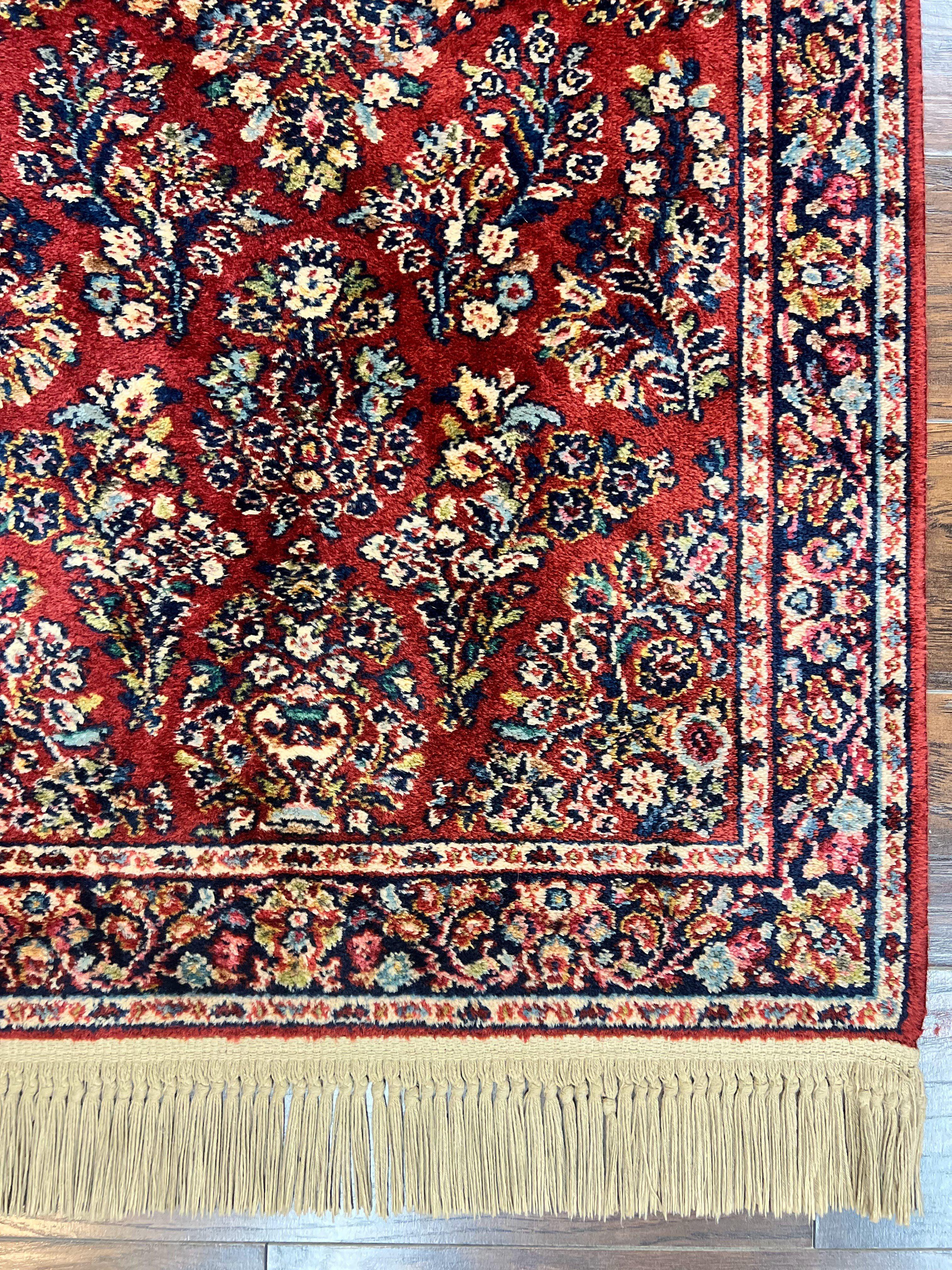 Karastan Red Sarouk Rug #785, Small Karastan Wool Pile Rug 3x5 ft, Original 700 Series, Discontinued Vintage Karastan Carpet - Jewel Rugs