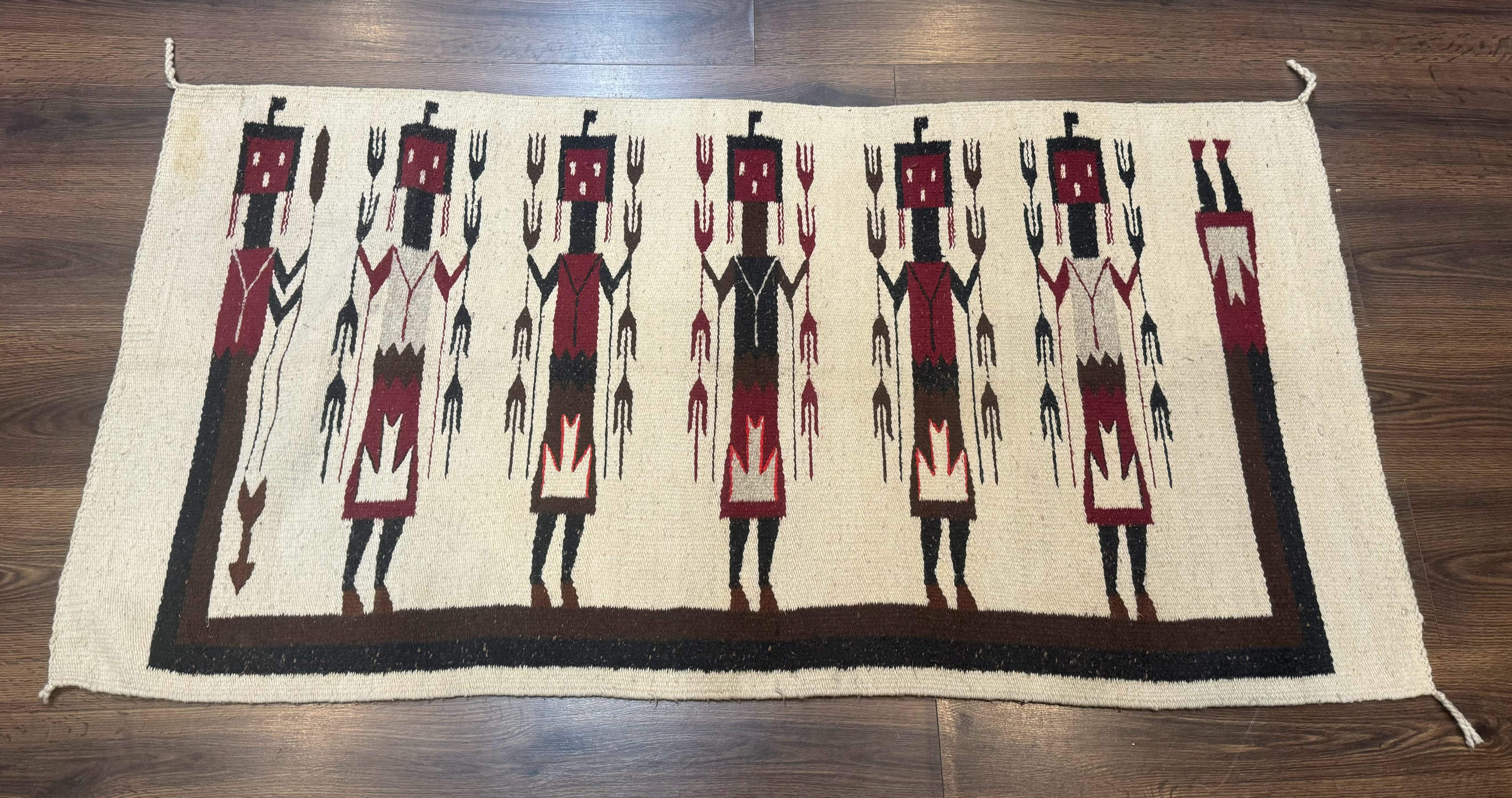 Navajo Rug 2.6 x 5, Human Pictorials, Native American, Wool, Hand Knotted - Jewel Rugs