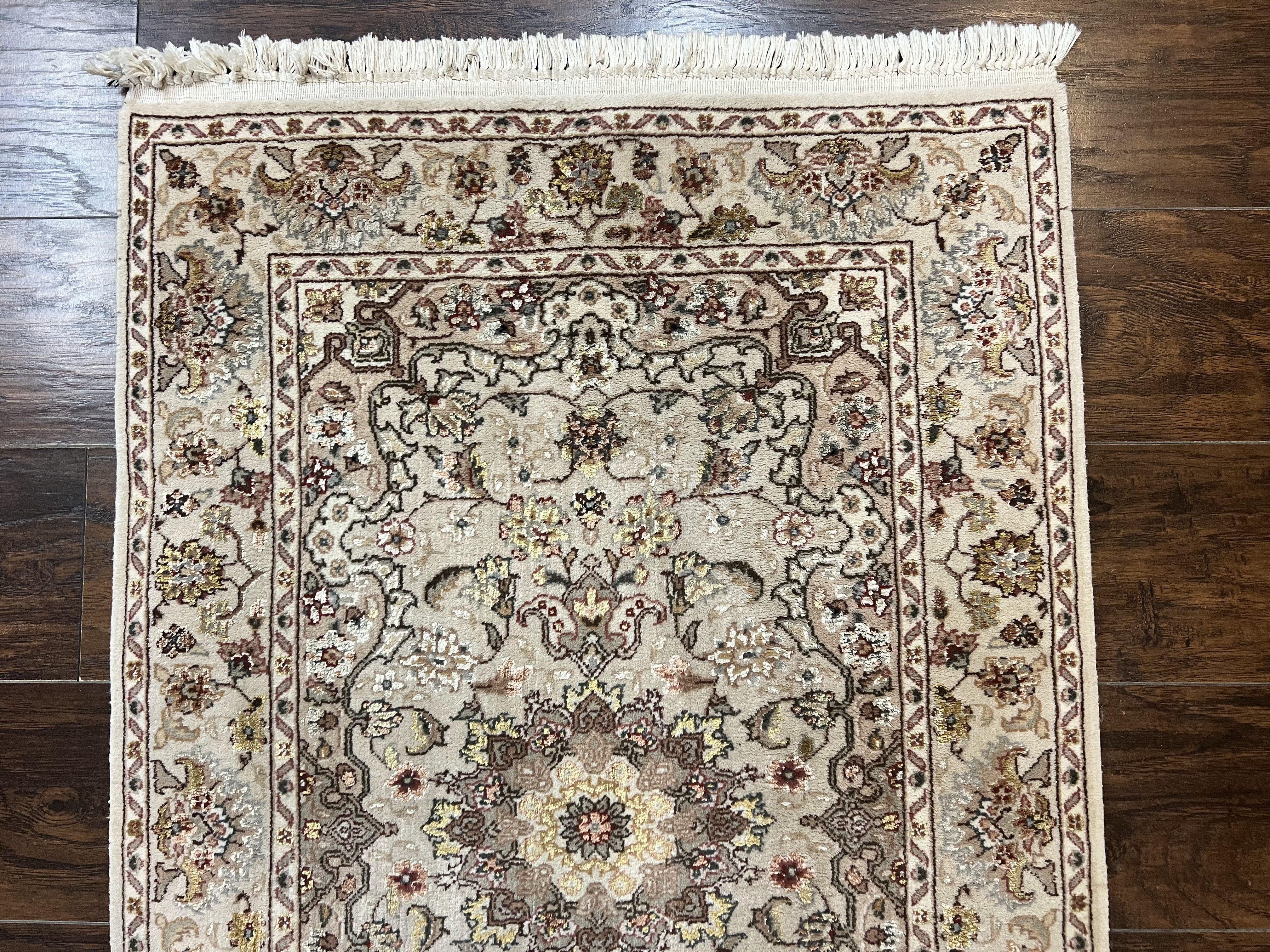 Sino Persian Rug 2.5 x 4, Hand Knotted Oriental Carpet, Small Persian Rug, Floral Medallion, Wool, Vintage - Jewel Rugs
