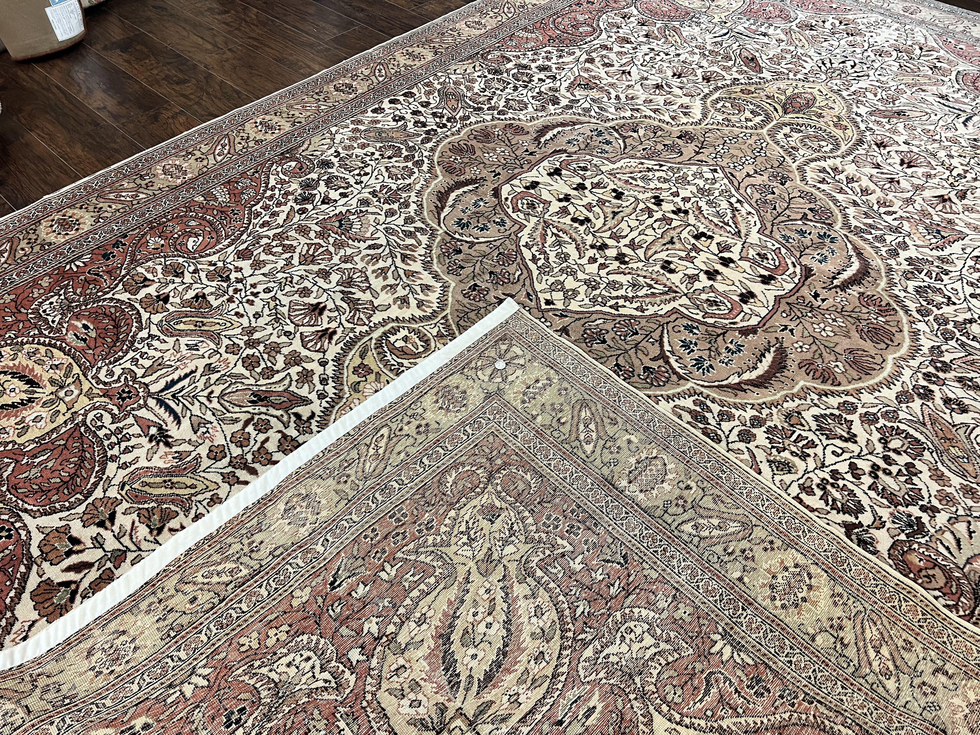 Turkish Sivas Rug 9x12, Handmade Vintage Wool Carpet, Cream Ivory - Jewel Rugs