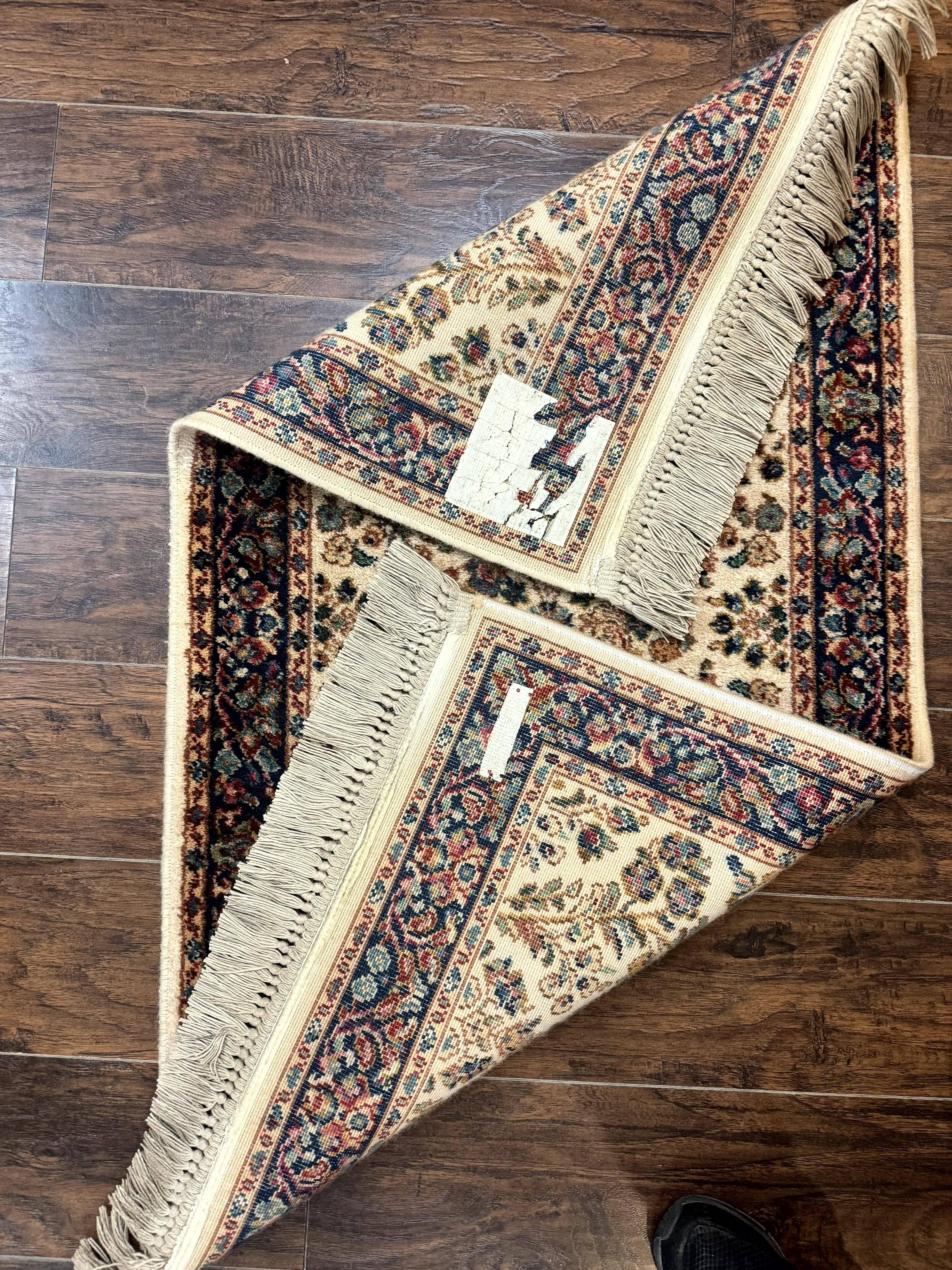 Karastan Rug 2.6 x 4, Karastan Ivory Sarouk #760, Vintage Wool Pile Small Karastan Carpet, Original Collection 700 Series Discontinued - Jewel Rugs