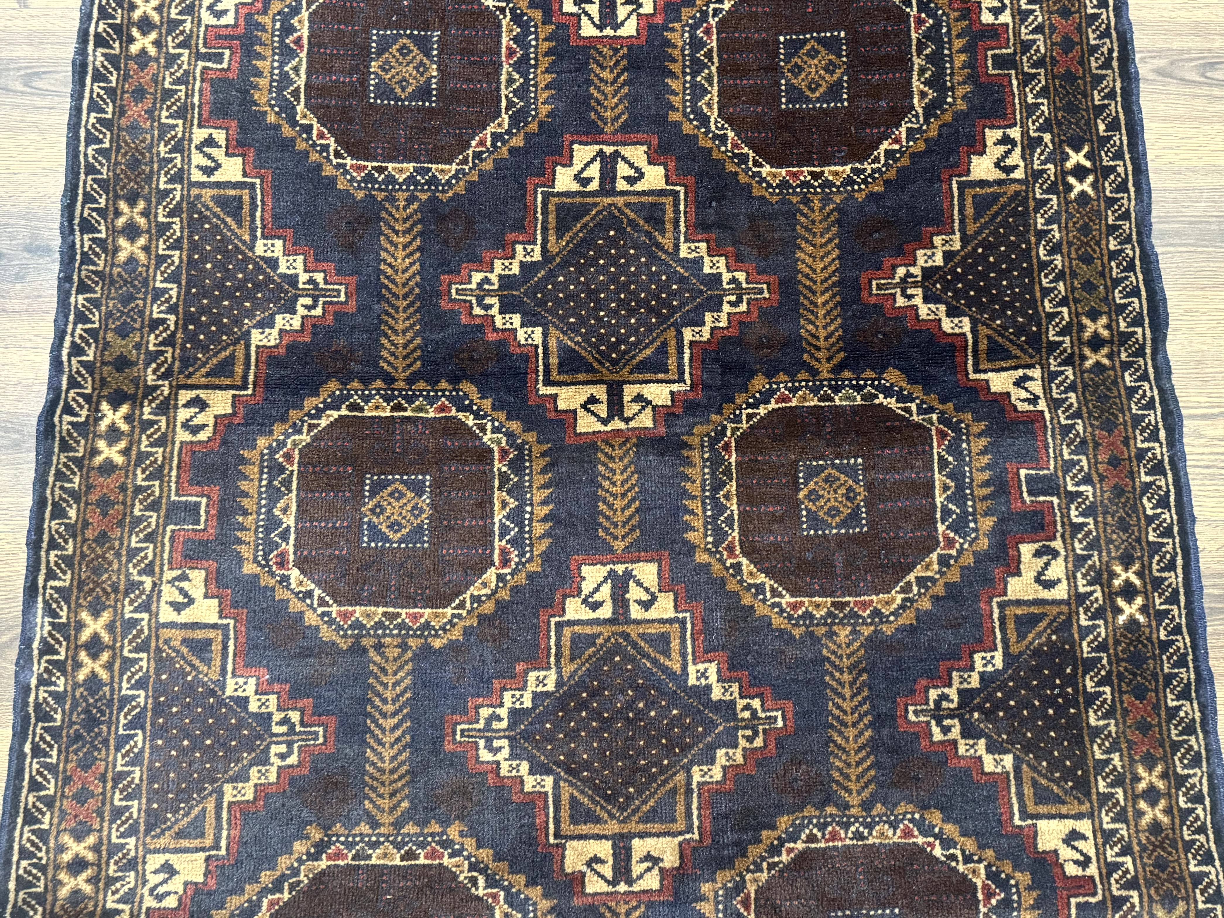 Navy Blue Afghan Balouch Rug 4x6, Handmade, New - Jewel Rugs