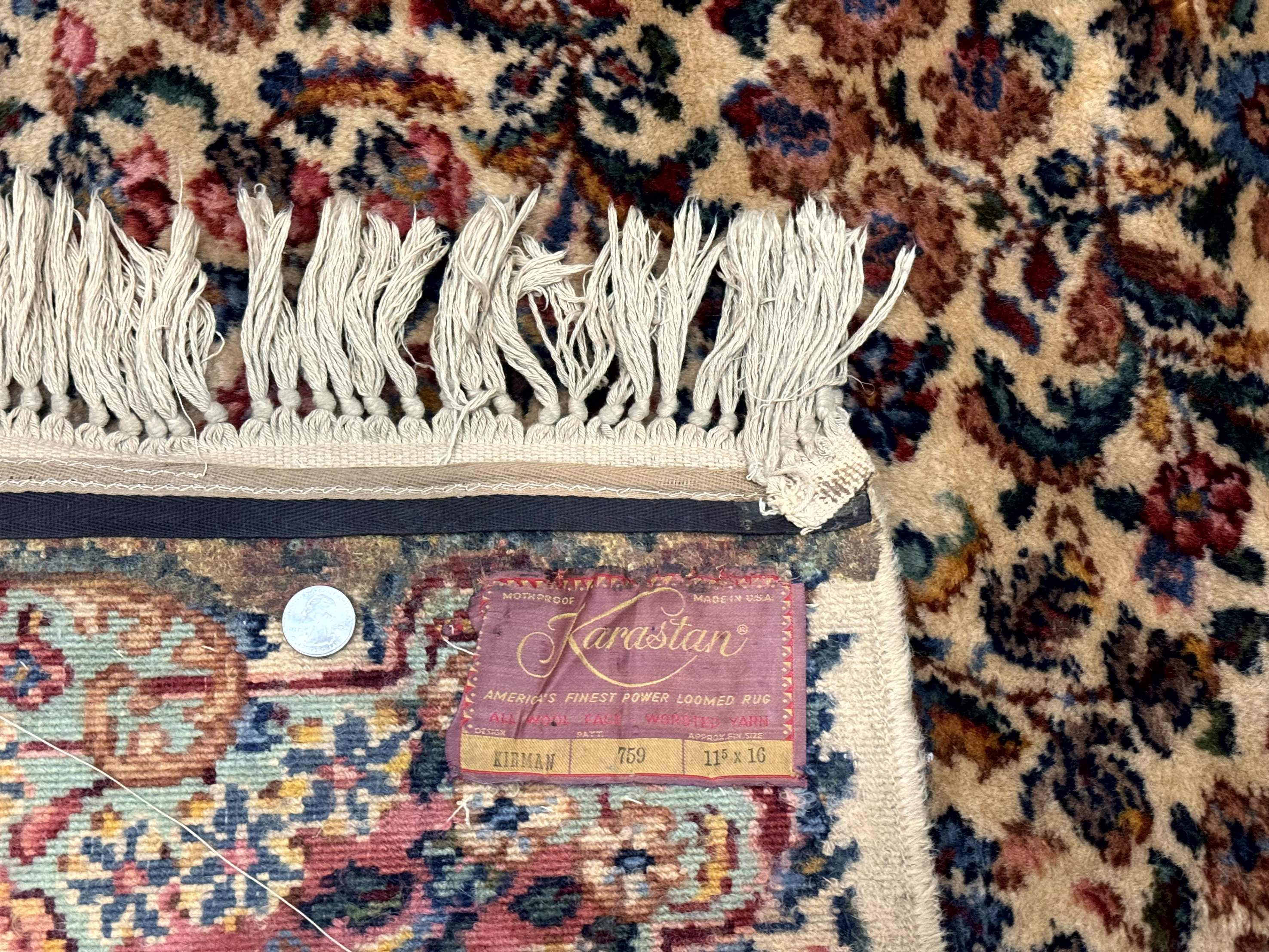 11x16 Karastan Ivory Kirman Rug #759, Floral Kirman, Wool, Original 700 Series, Palace Size - Jewel Rugs