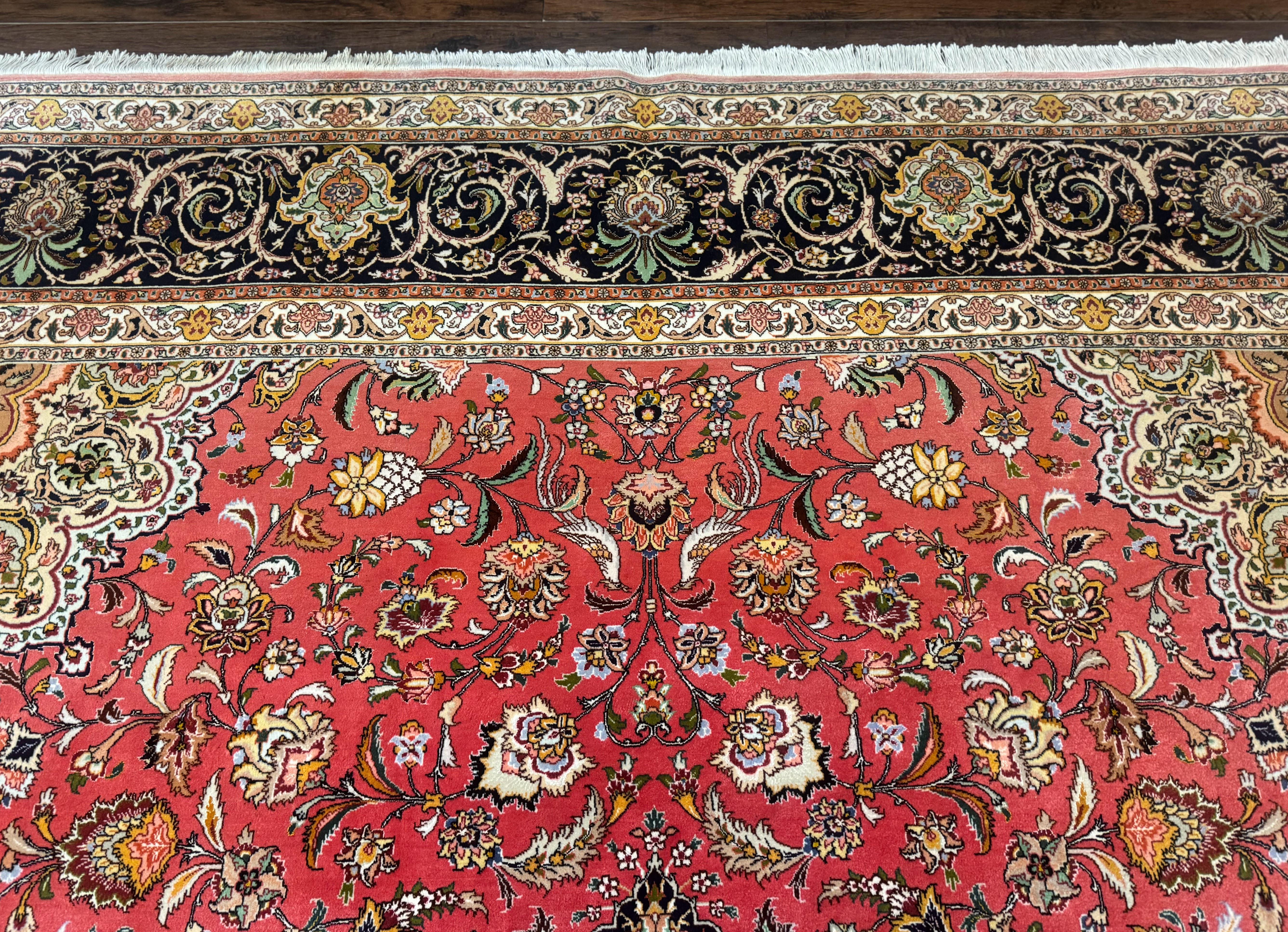Persian Tabriz Rug 10x13 – Floral Medallion & Birds, Wool & Silk, 330 KPSI - Jewel Rugs
