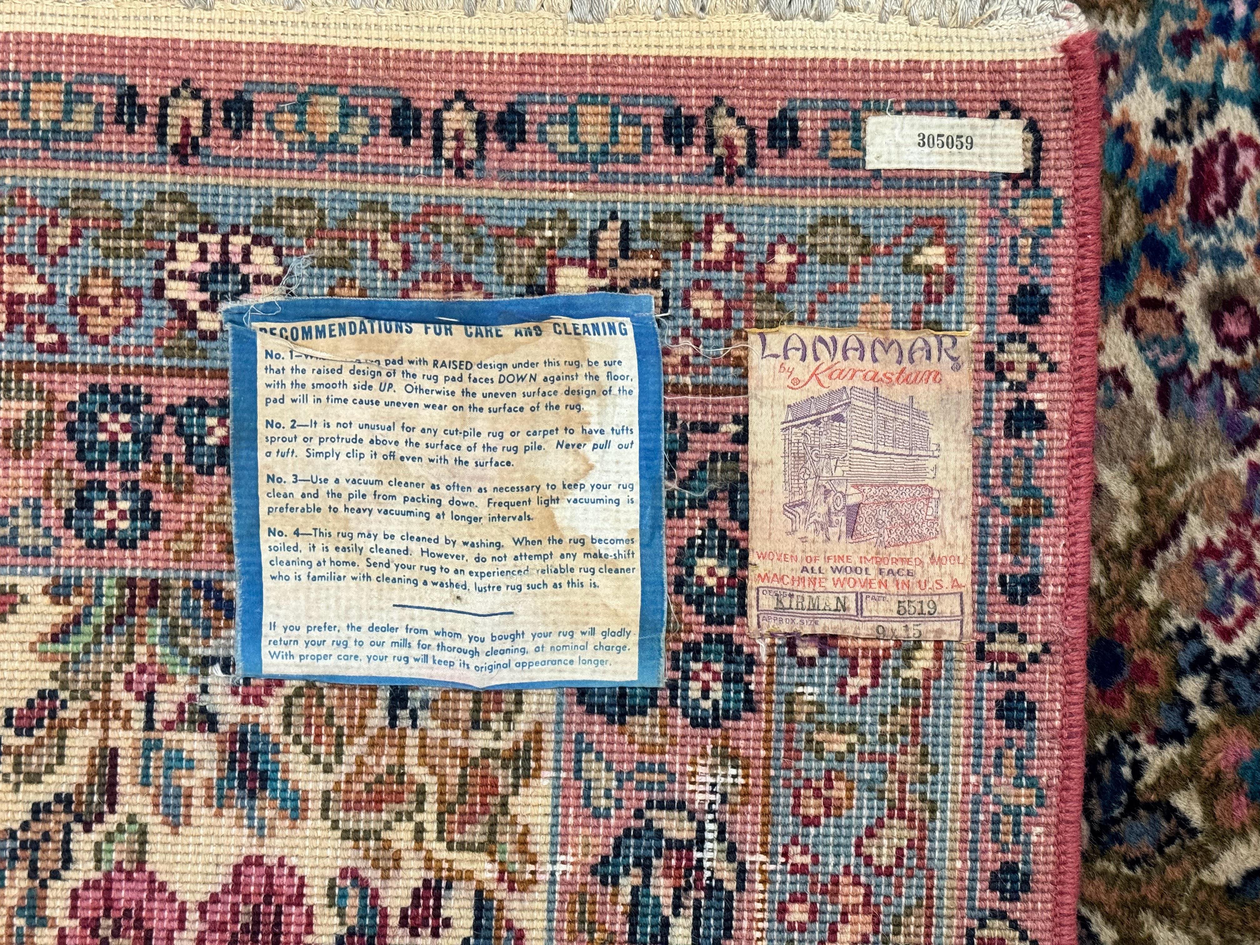 Karastan Rug 8.8 x 15, Lanamar Kirman #5519, Wool Karastan Carpet, Antique Floral Karastan Rug, Tree of Life Design Rug, Traditional Rug - Jewel Rugs