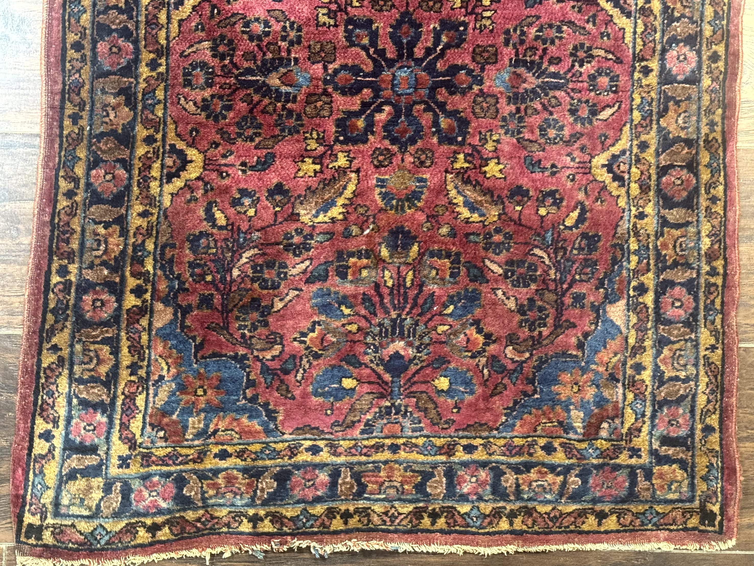 Antique Persian Sarouk Rug 2x3 – Red, Hand-Knotted Wool Accent Rug - Jewel Rugs