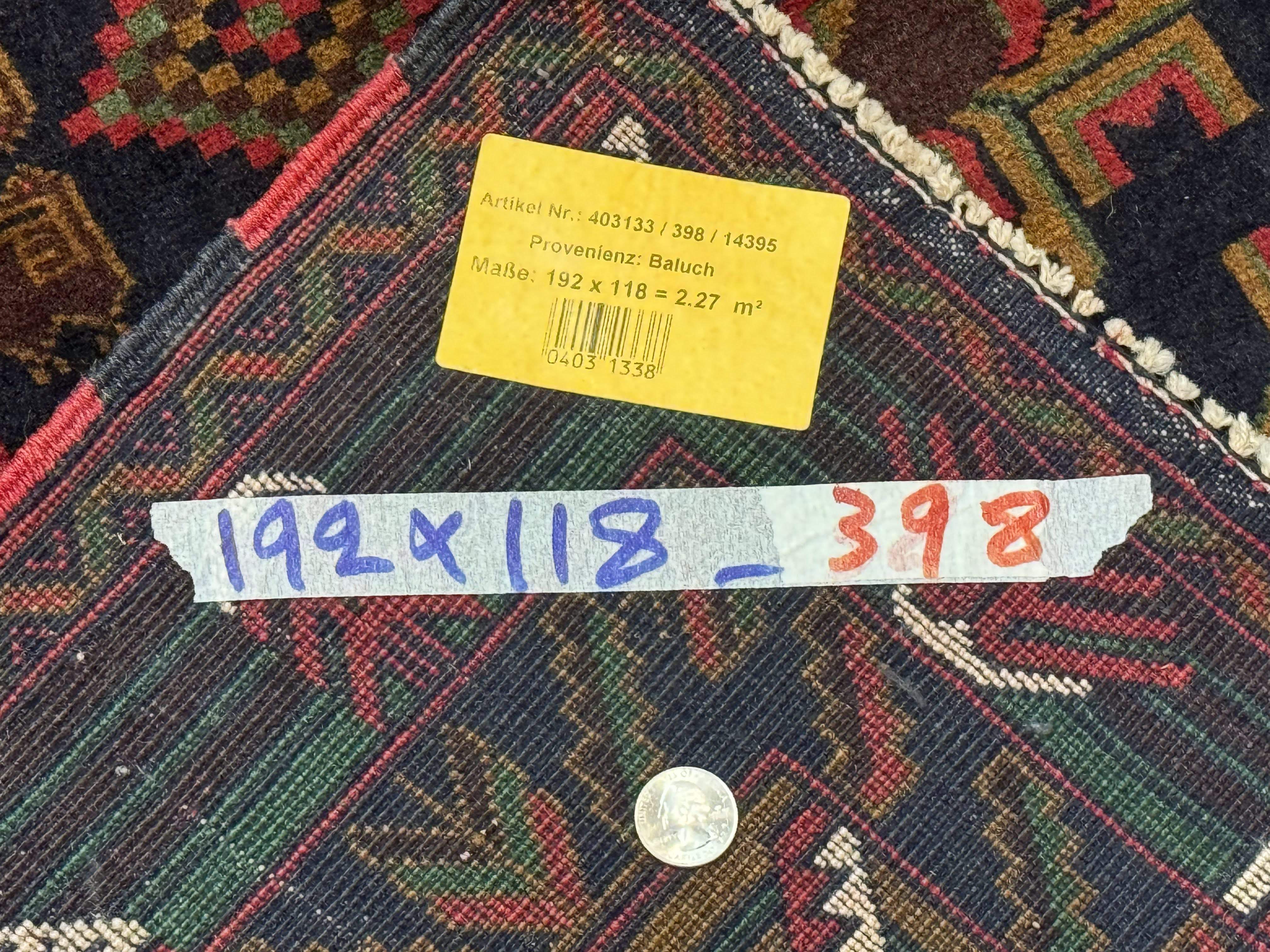 Persian Baluch Rug 4x6 – Navy and Plum, Hand-Knotted Wool Tribal Carpet - Jewel Rugs