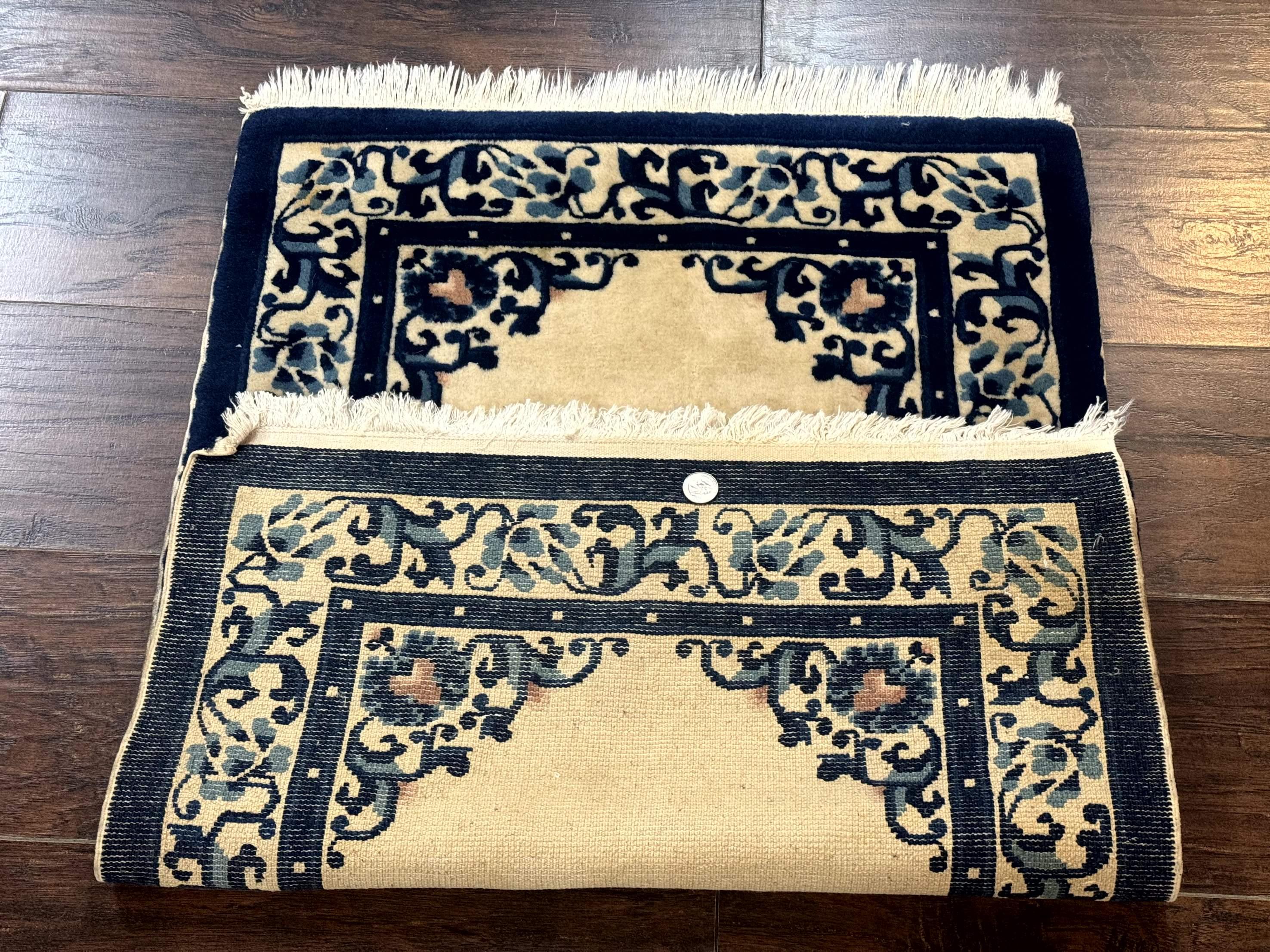 Chinese Peking Rug 2x3, Small Wool Chinese Carpet, Art Deco Rug - Jewel Rugs