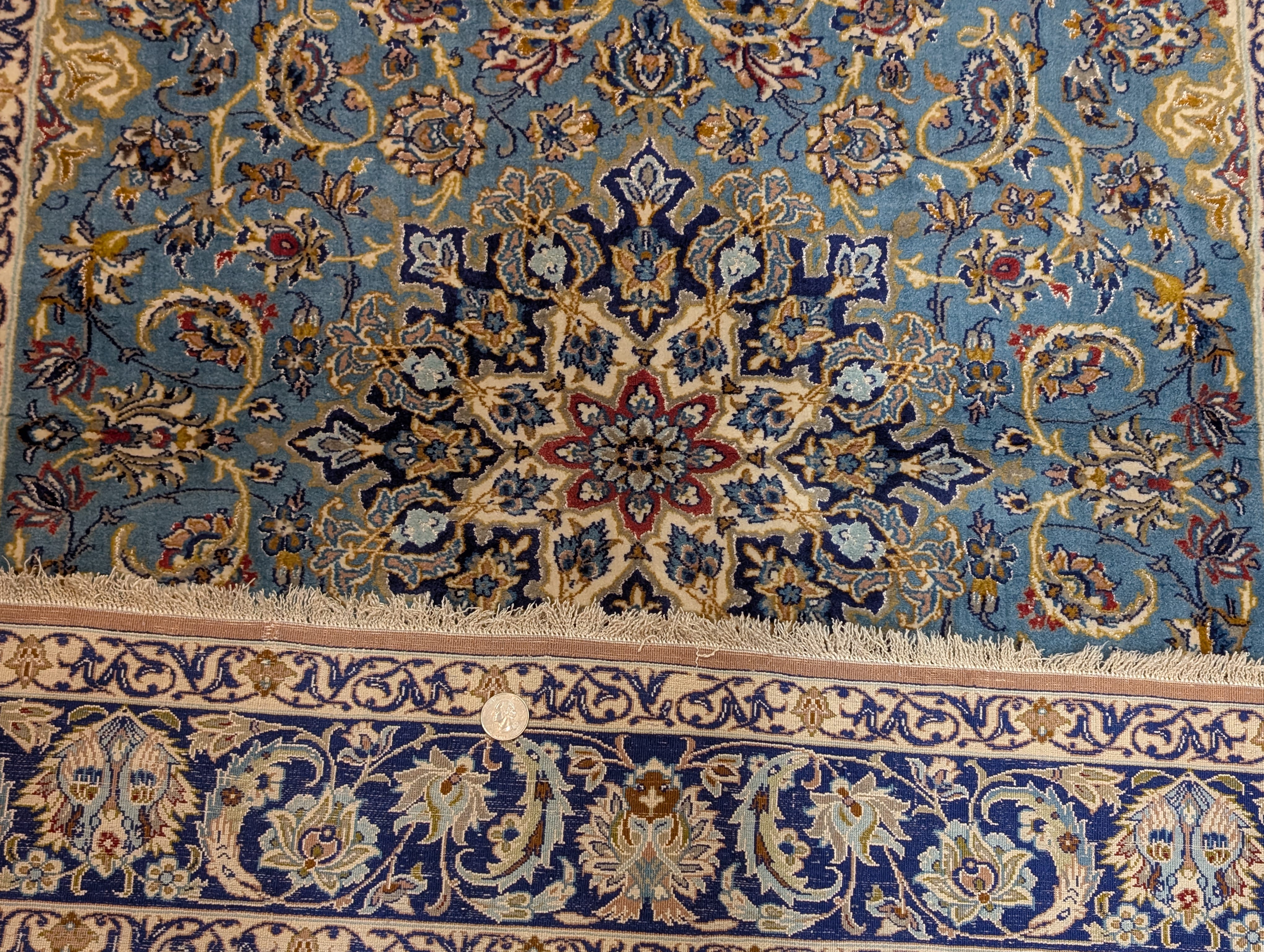 Persian Rug 3.6 x 5, Isfahan Rug, Light Blue, Super Fine 630 KPSI, Silk Foundation - Jewel Rugs