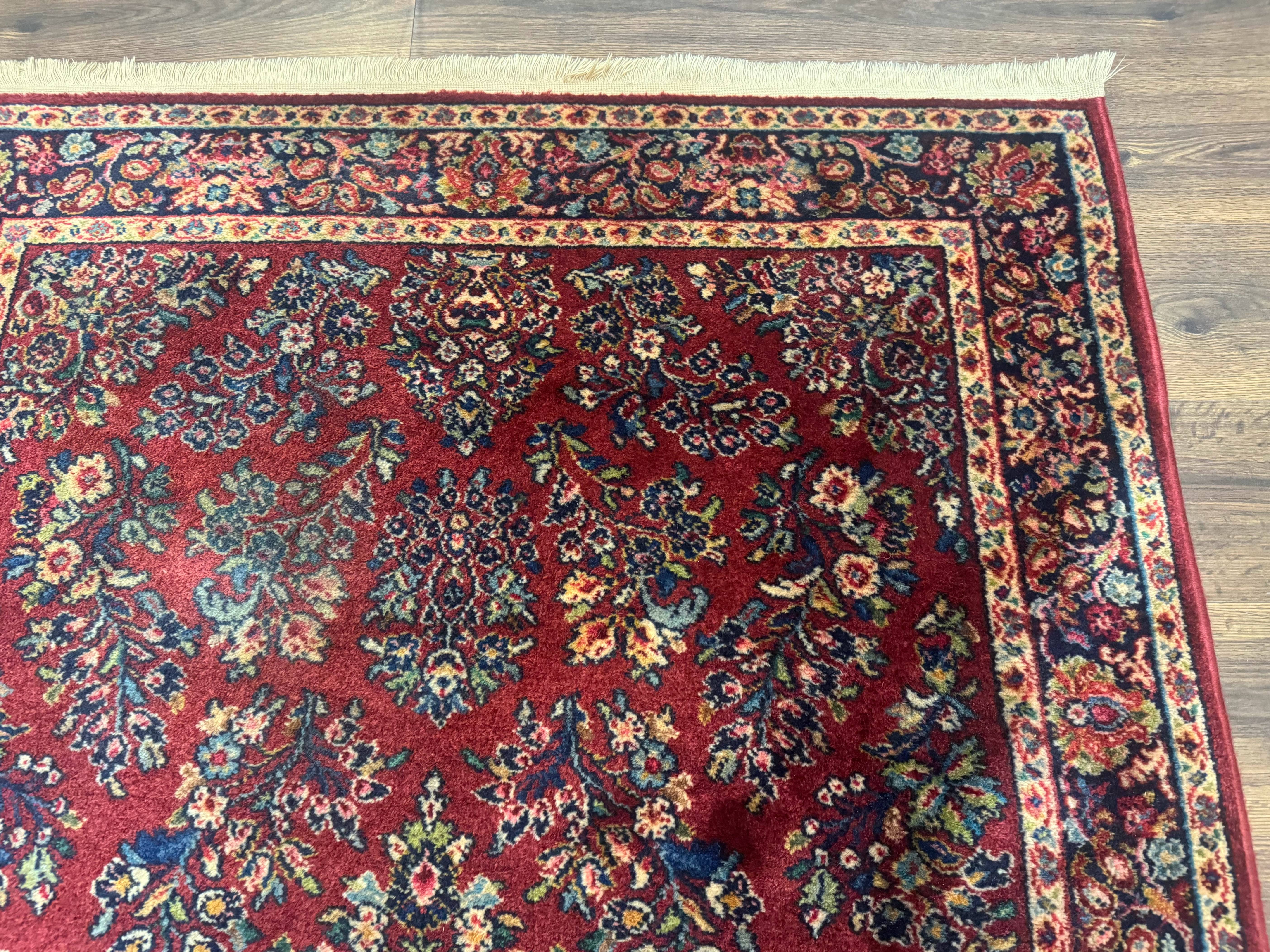 Karastan Rug 4x6 Red Sarouk #785, Wool Pile Original 700 Series, Vintage Discontinued - Jewel Rugs