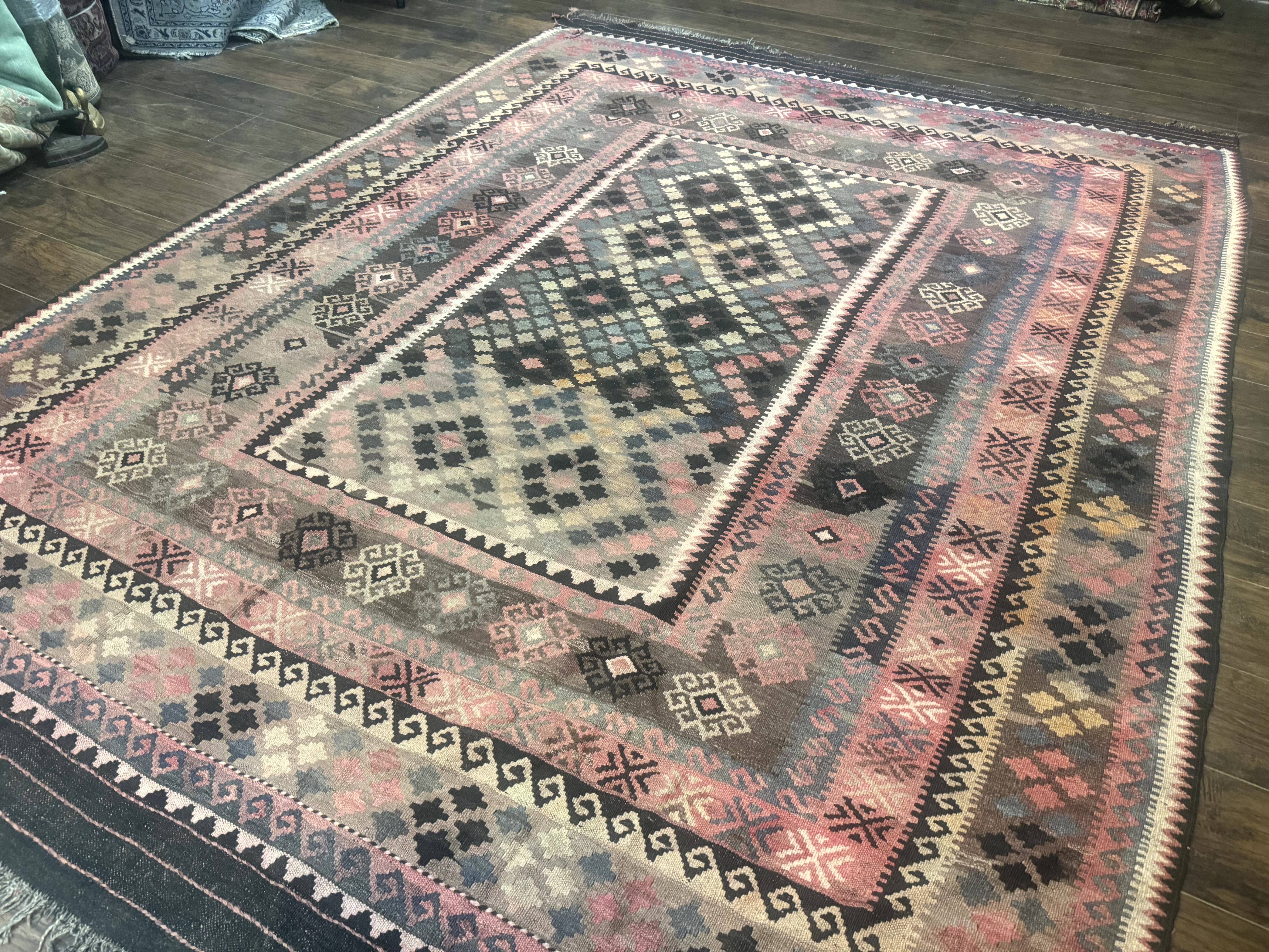 Persian Kurdish Kilim Rug 8x10, Large Flatweave Tribal Bohemian Rug, Vintage Zarand Kilim - Jewel Rugs