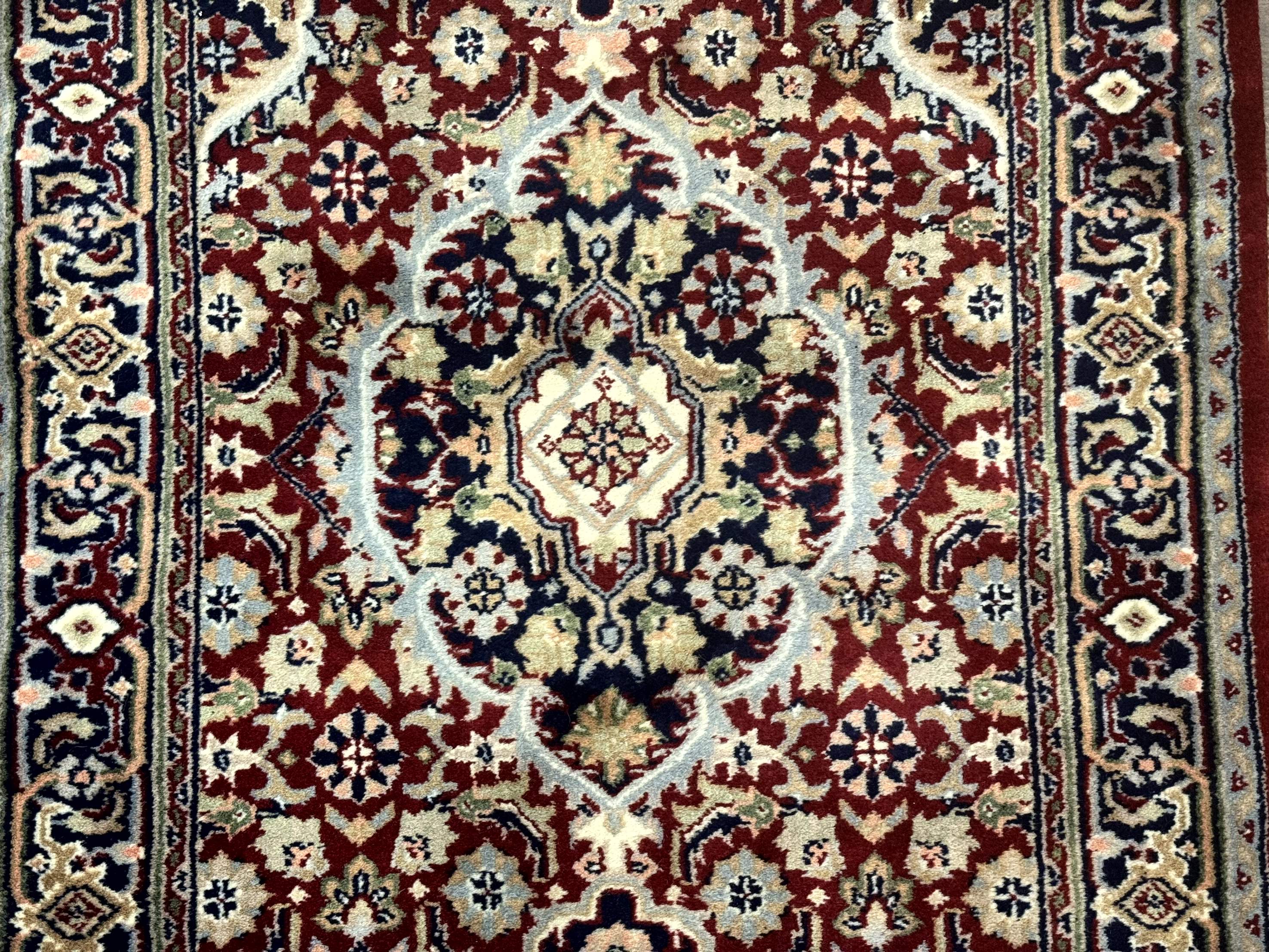 Indo Persian Sarouk Runner Rug 2.6 x 10, Floral Medallions, Traditional, Wool - Jewel Rugs