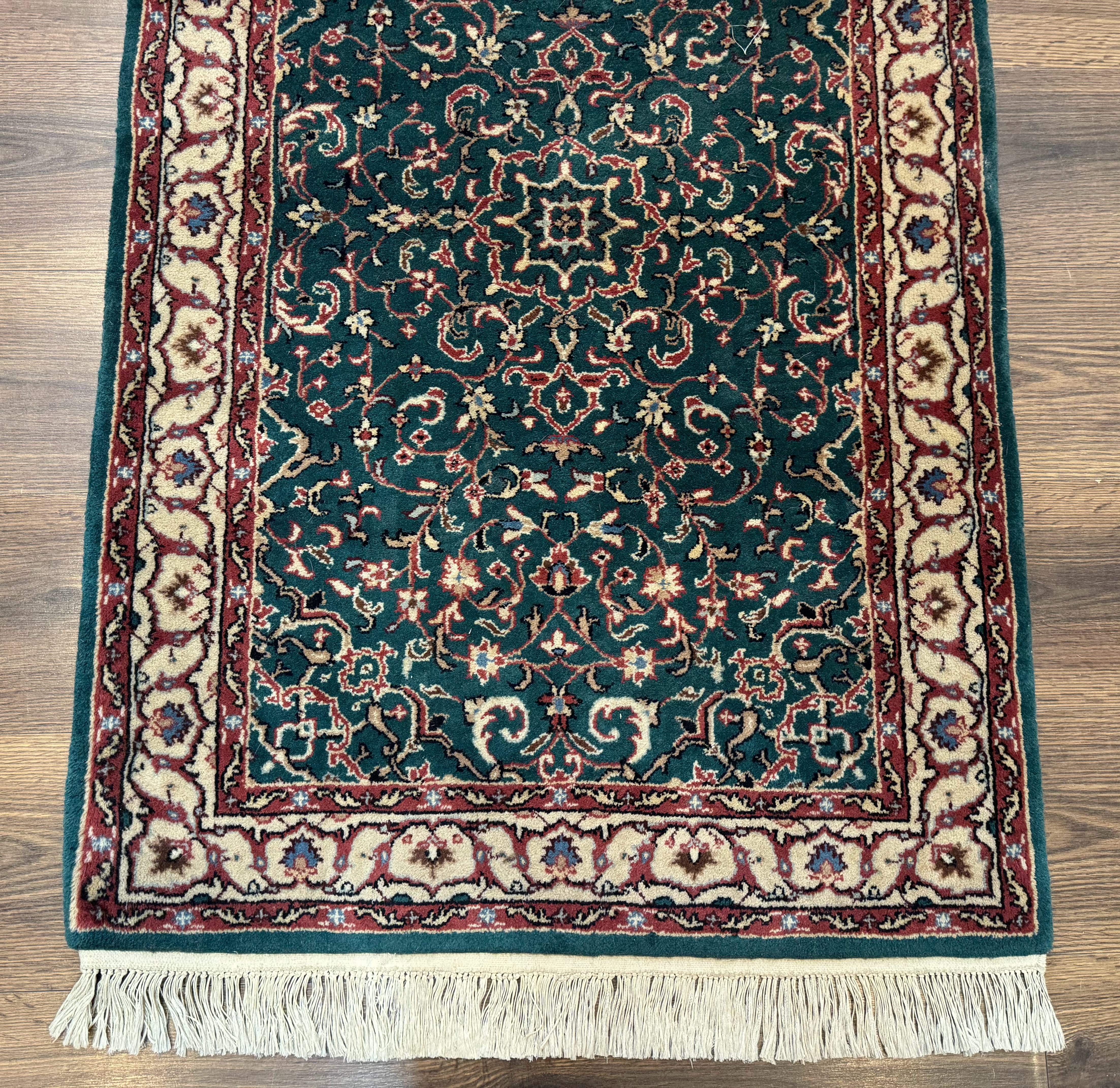 Dark Green Indo Persian Rug 2.5 x 4, Hand Knotted Wool Small Oriental Carpet - Jewel Rugs