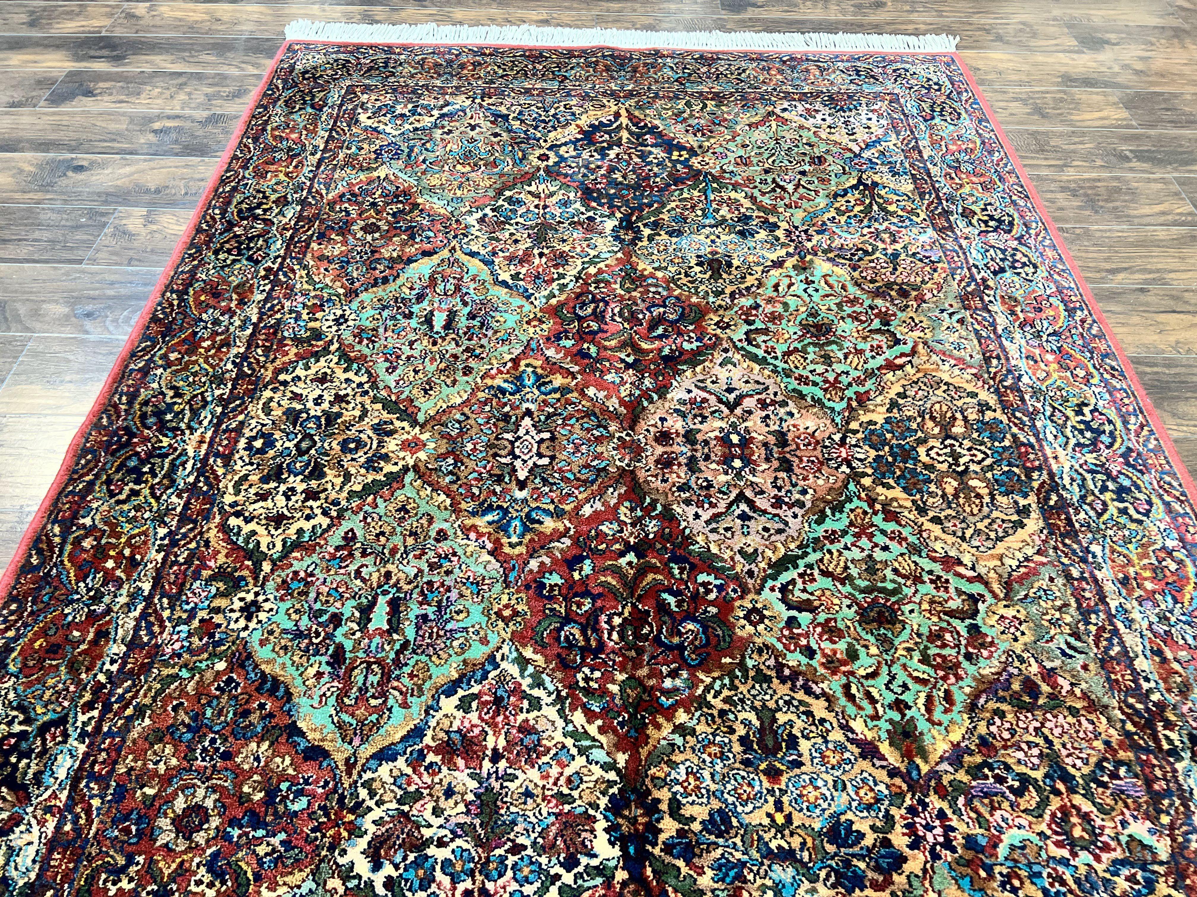 Karastan Rug 5.9 x 9, Multicolor Panel Kirman Rug #717, Wool Original Karastan Collection 700 Series - Jewel Rugs