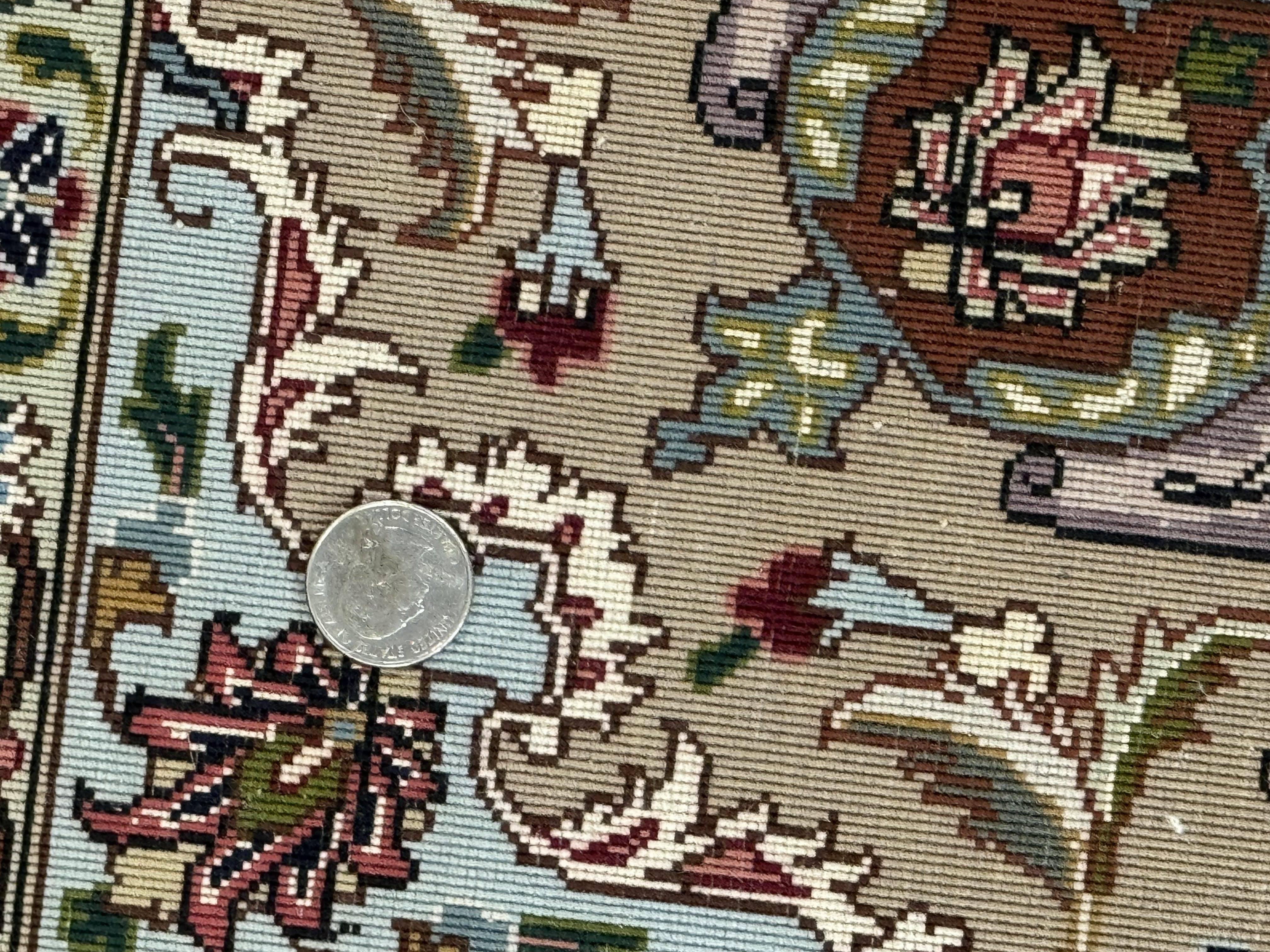 Fine Persian Tabriz Rug 3x5, Floral Medallion, 340 KPSI, Ivory Salmon - Jewel Rugs