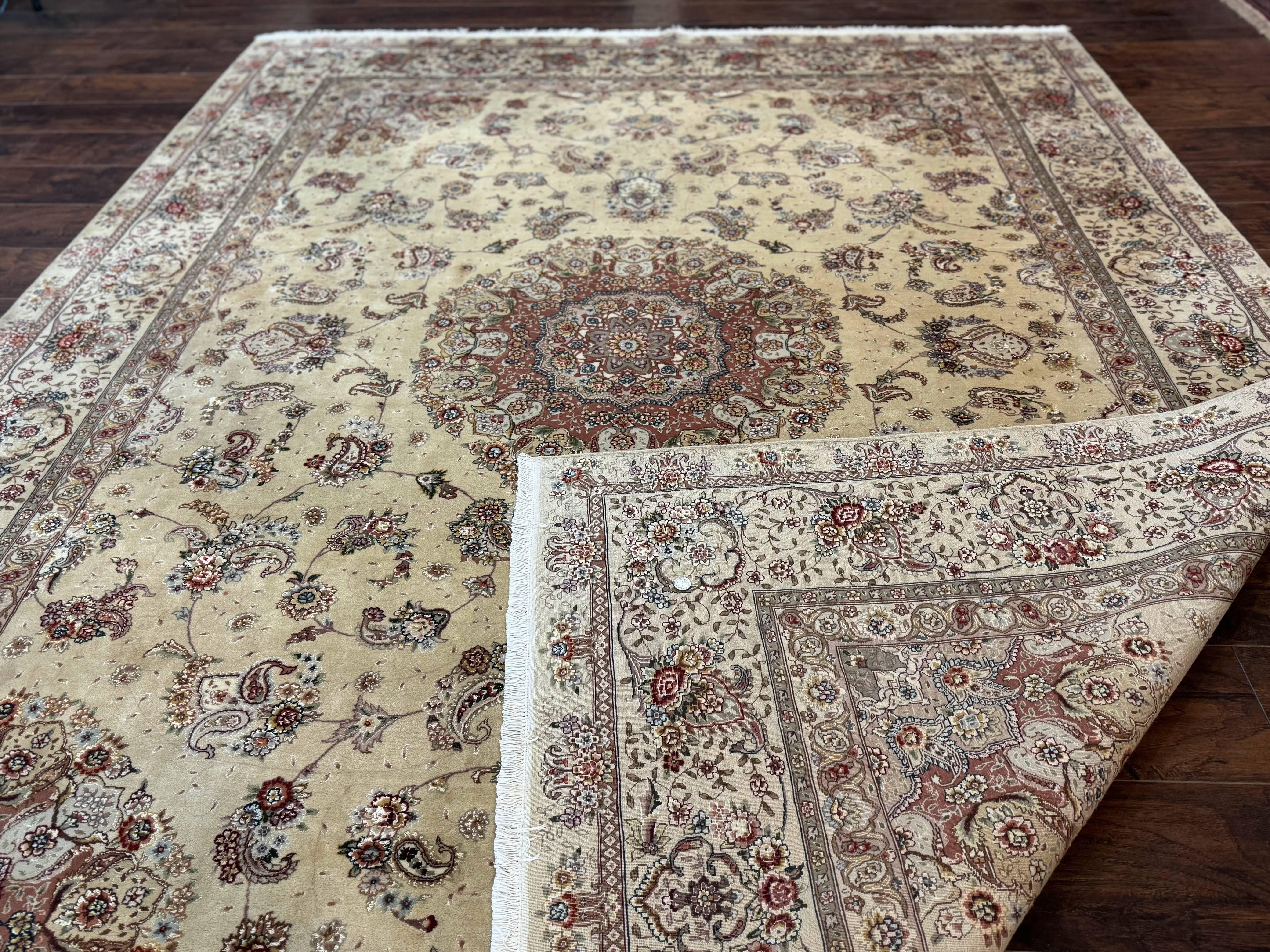 Sino Persian Rug 8x10, Wool and Silk Highlights, 290 KPSI, Floral Medallion - Jewel Rugs
