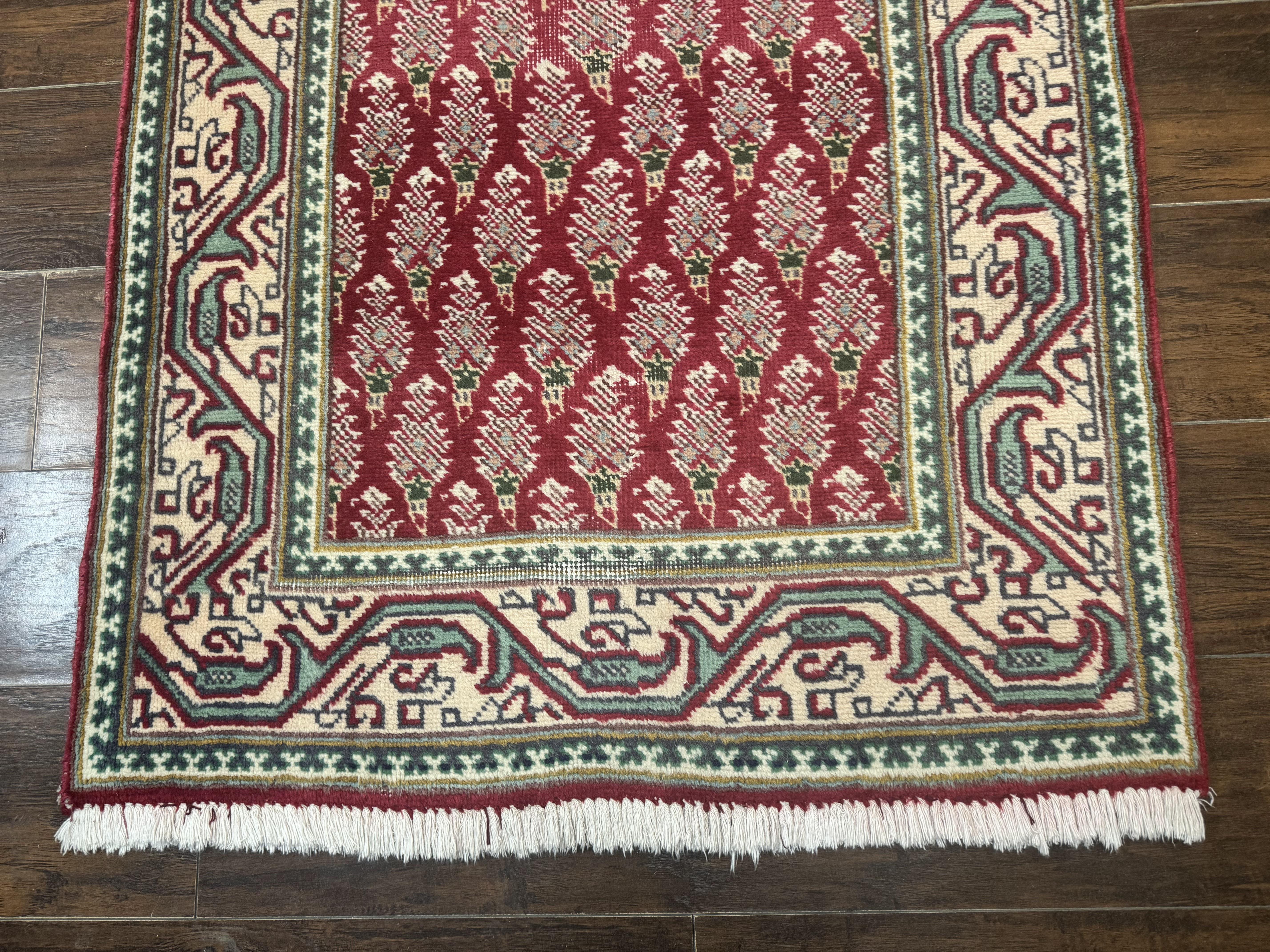Persian Tabriz Runner Rug 3x16, Paisley Boteh Design, Red and Cream, Rug for Hallway, 16ft Wool Runner - Jewel Rugs