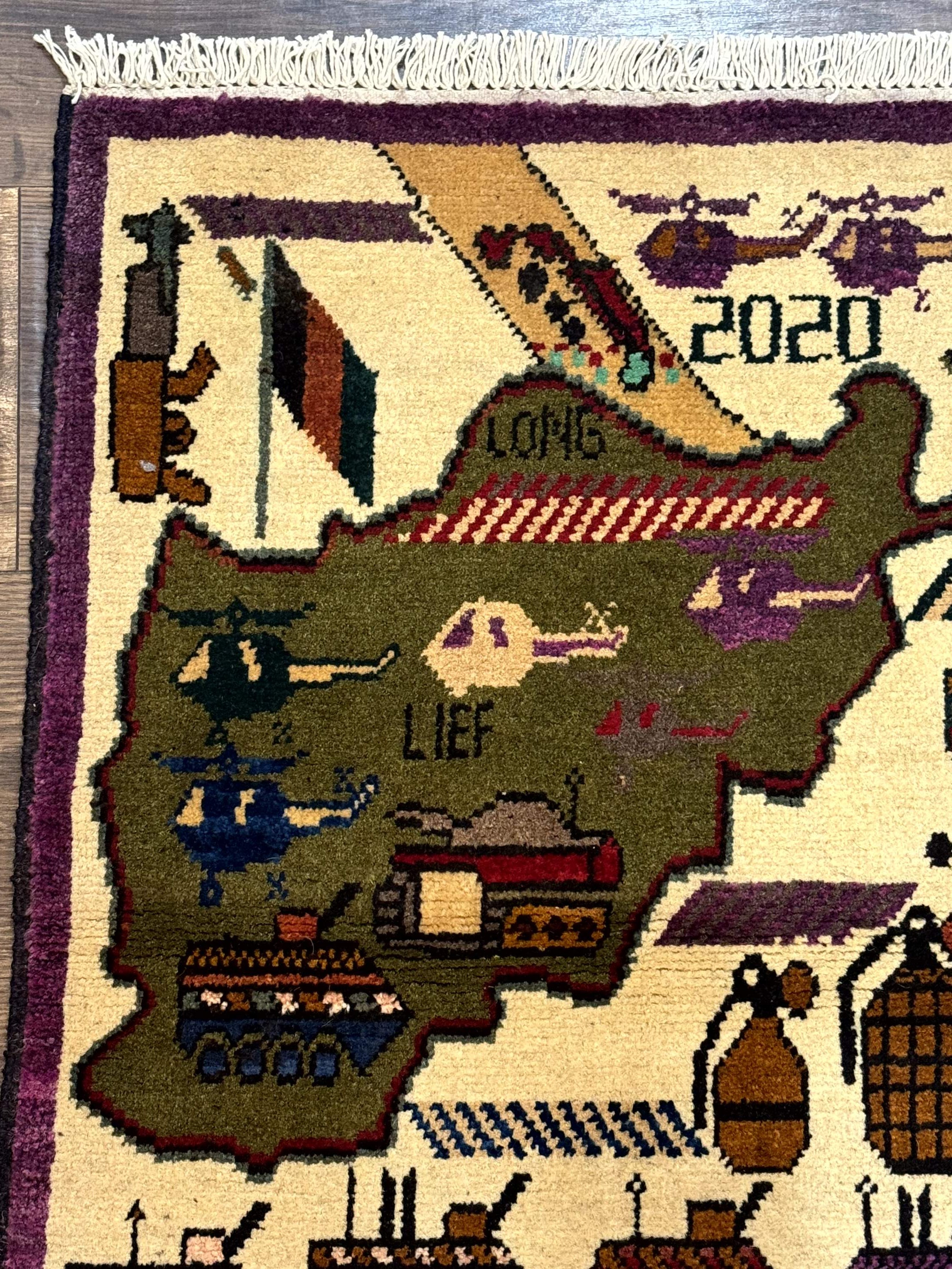 Small Afghan War Rug, Collectible, Wool - Jewel Rugs