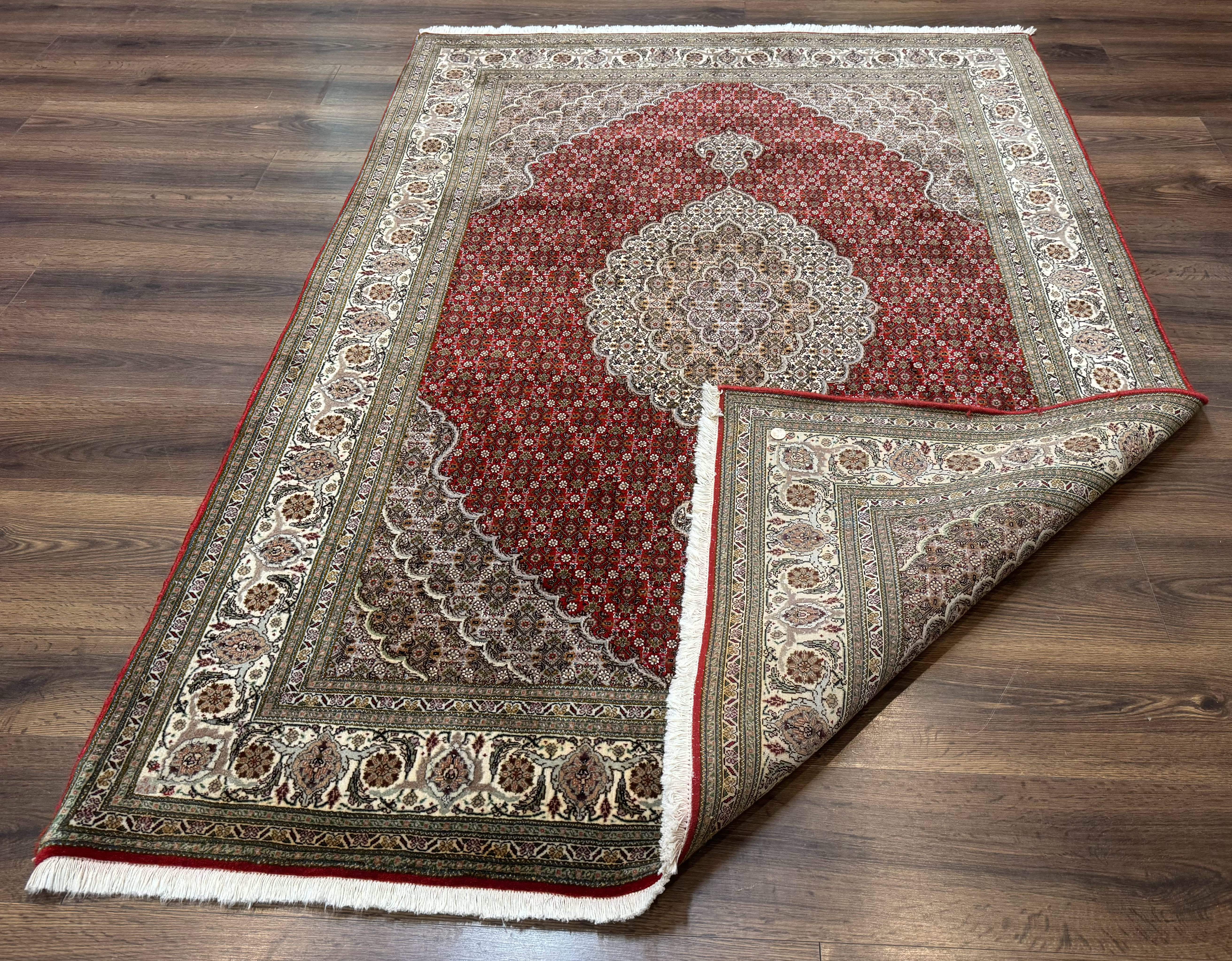 Persian Rug 5x7, Very Fine 330 KPSI, Red and Ivory, Herati Mahi Pattern, Wool & Silk - Jewel Rugs
