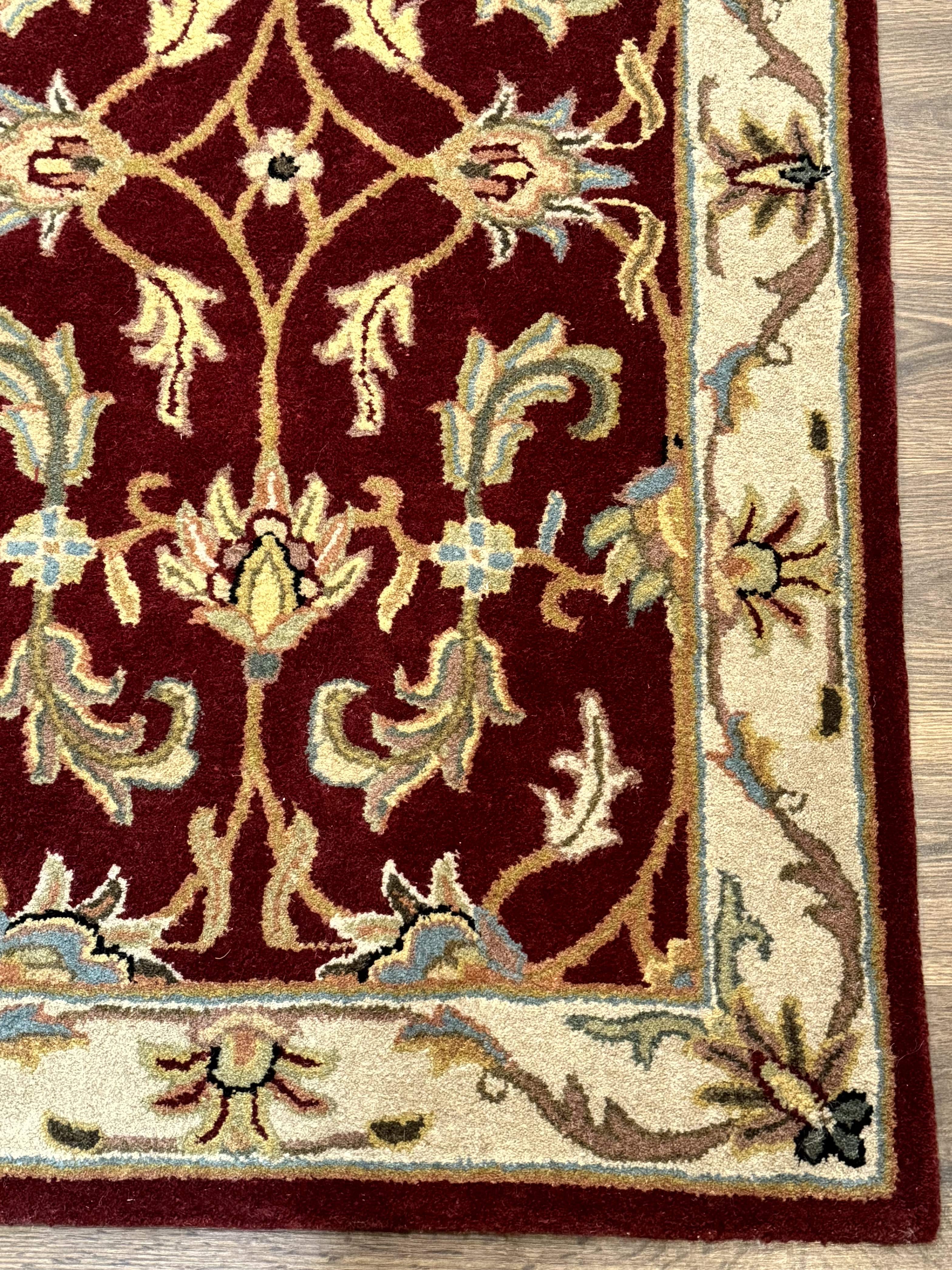 Small Floral Wool Rug 3x5, Safavieh Heritage Collection, Dark Red, Pair A - Jewel Rugs